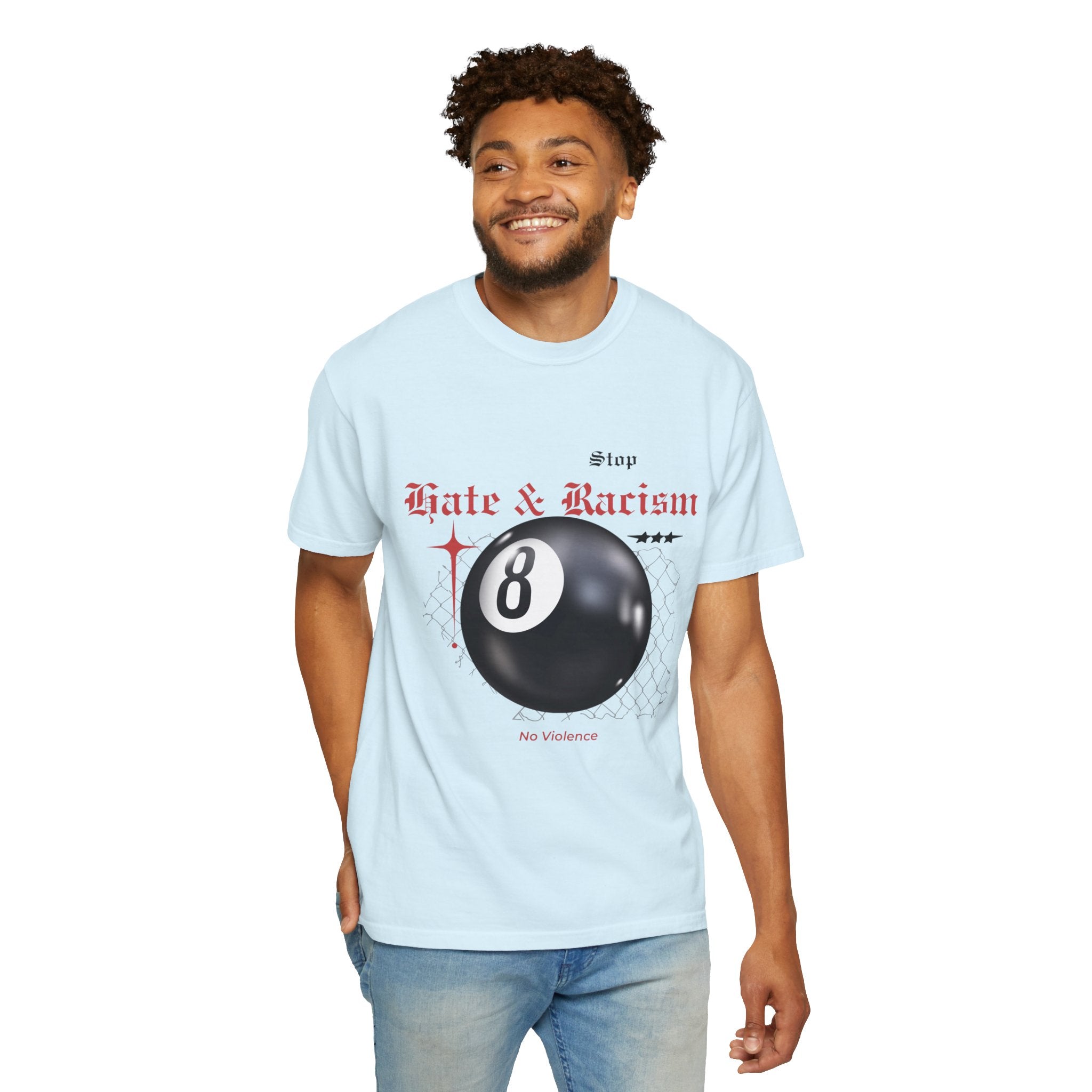 Anti-Racism 8-Ball T-Shirt — Stop Hate & Racism Graphic Tee