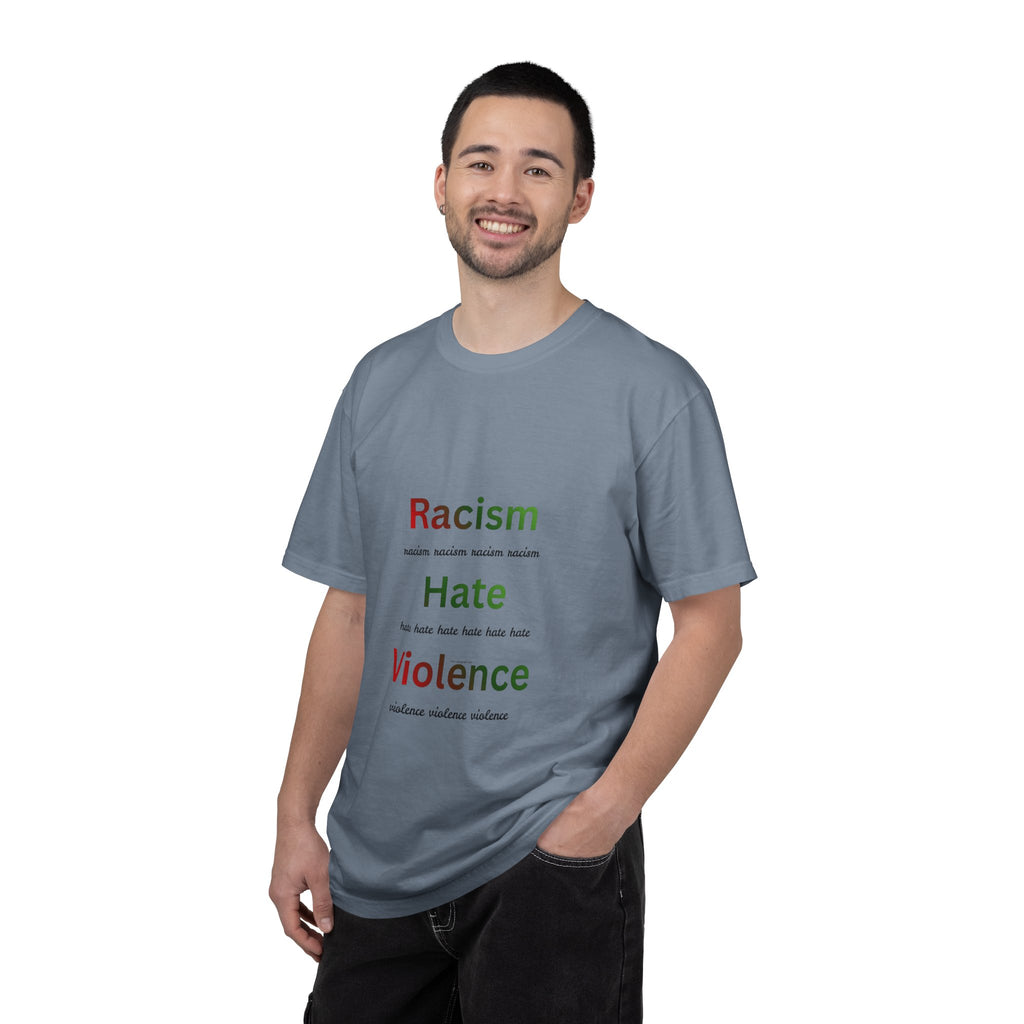 Christian Message T-Shirt — 'Racism Hate Violence' Anti-Hate Tee with John 14:6 Back Quote