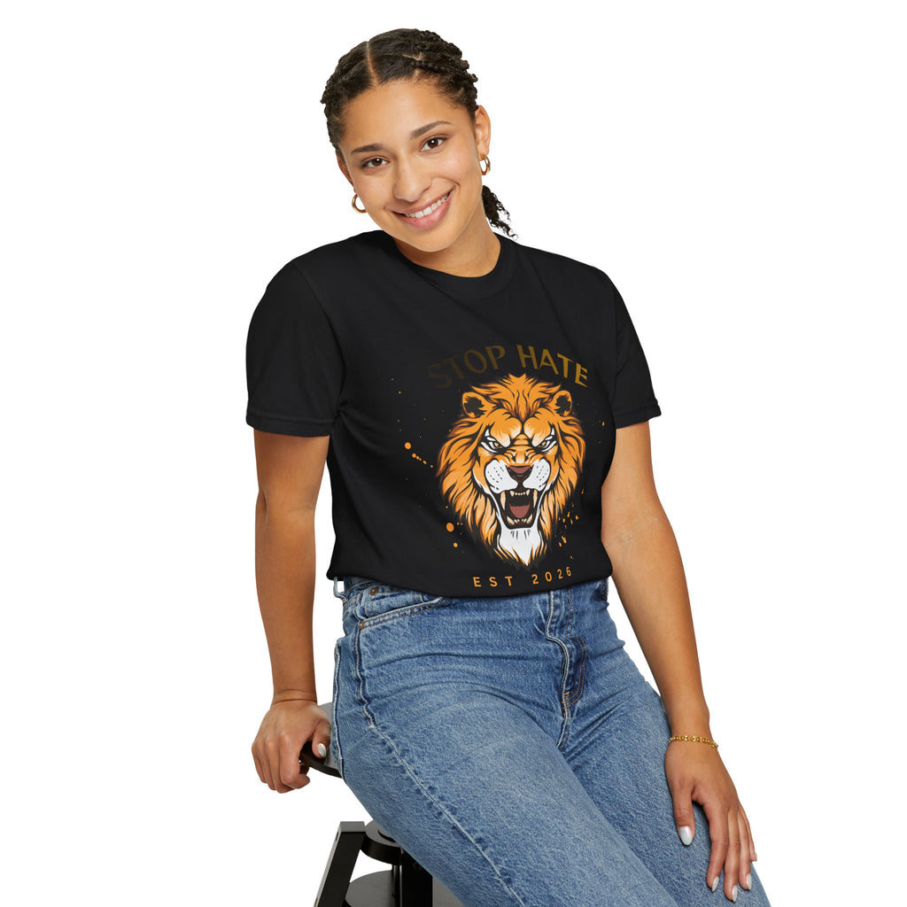 Stop Hate Lion T-Shirt — "Stop Racism and Violence" Statement Tee