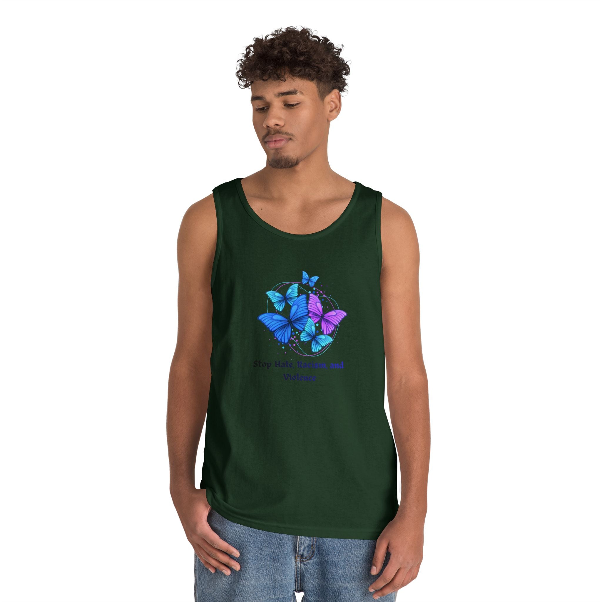 Butterfly Peace Tank Top — "Stop Hate, Racism, and Violence" Graphic Tank