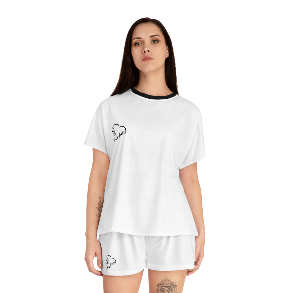 Women’s Pajama Short Set — Minimal Heart 'Love' Sleepwear
