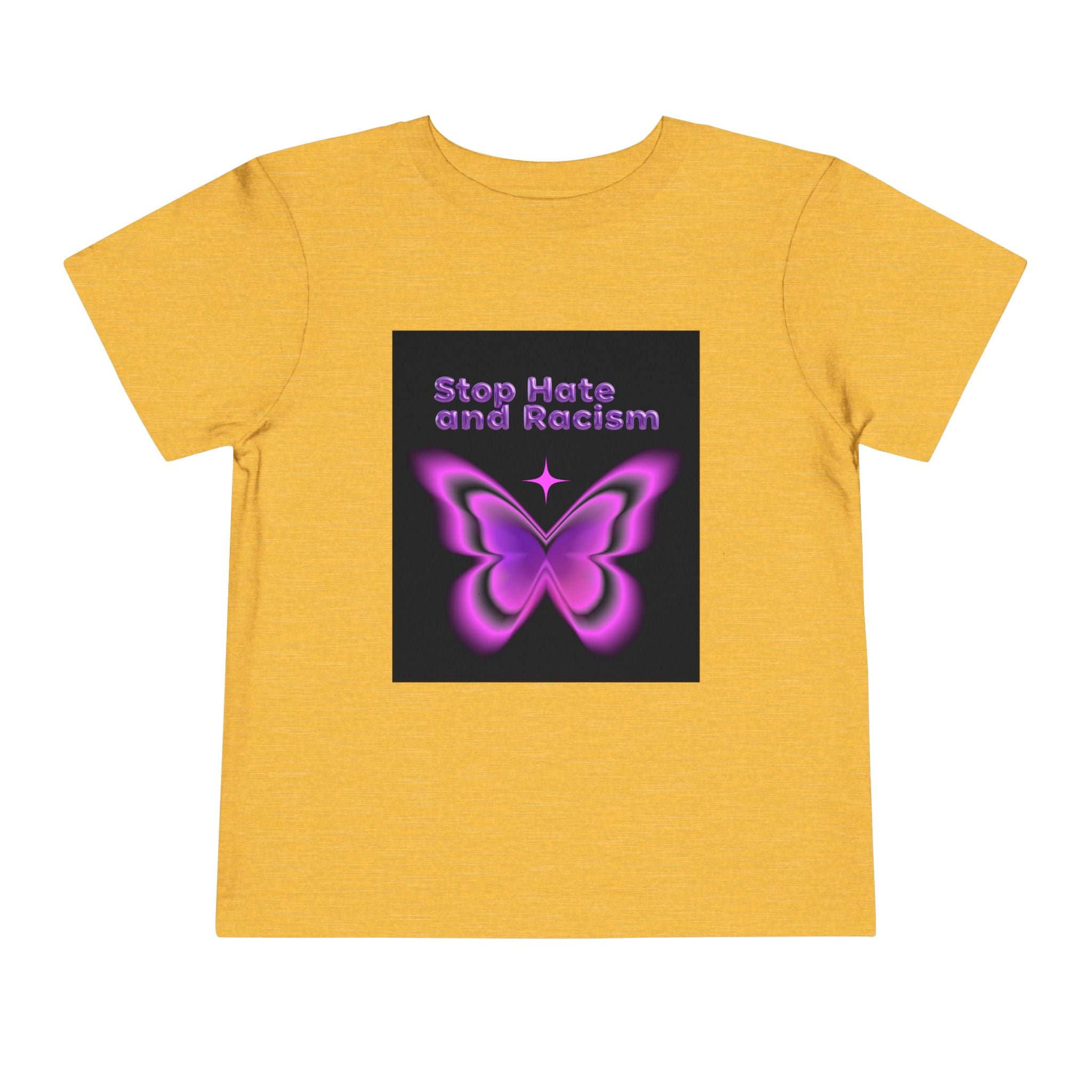 Stop Hate and Racism Toddler Tee — Purple Butterfly Anti-Racism Shirt