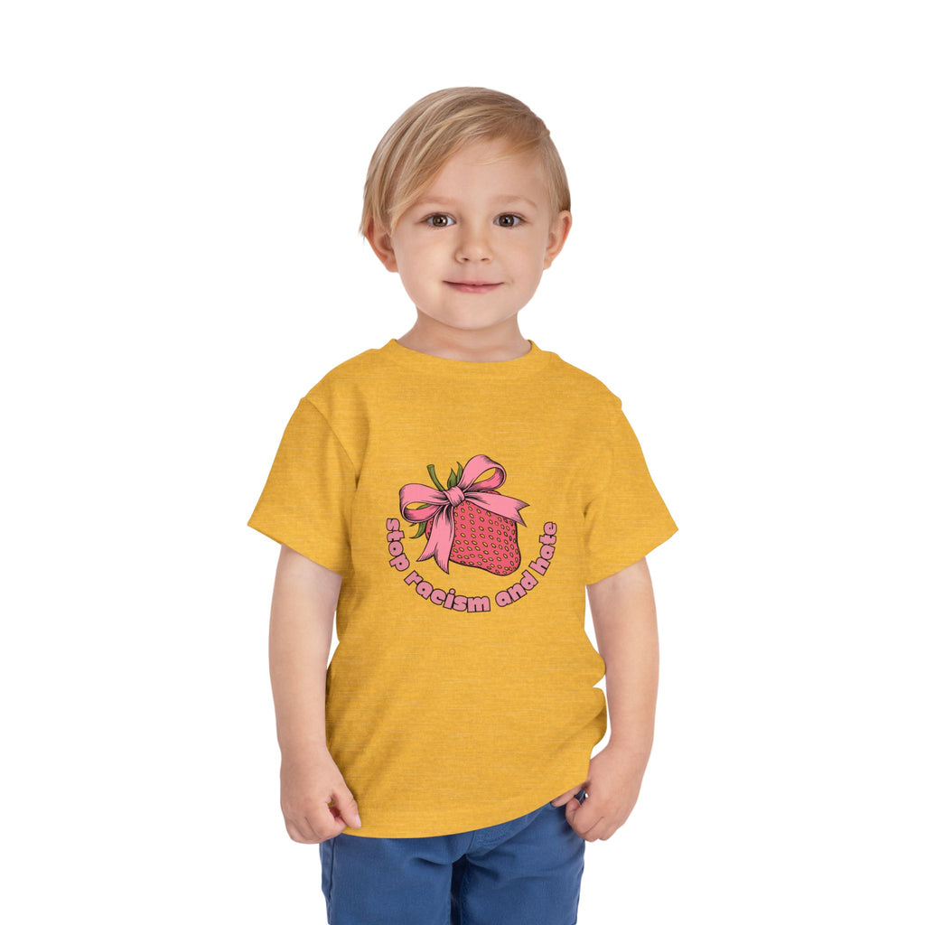 Toddler Tee — Pink Gift Strawberry Graphic "Stop Rockin and Rollin"