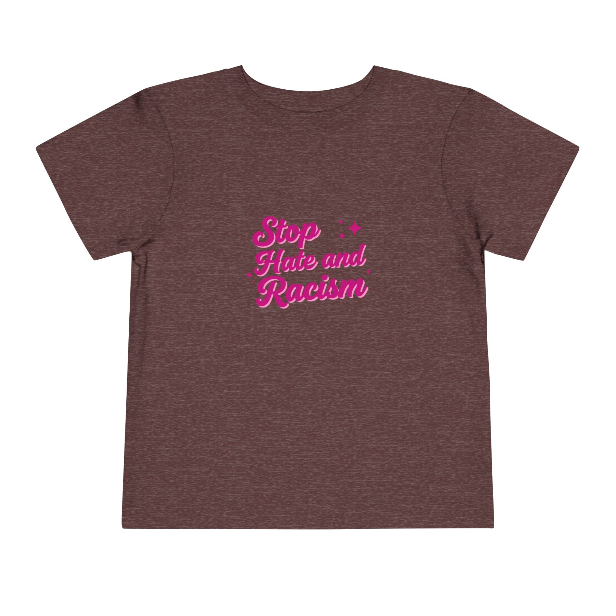 Toddler Tee "Stop Hate and Racism" — Pink Social Justice Kids Shirt