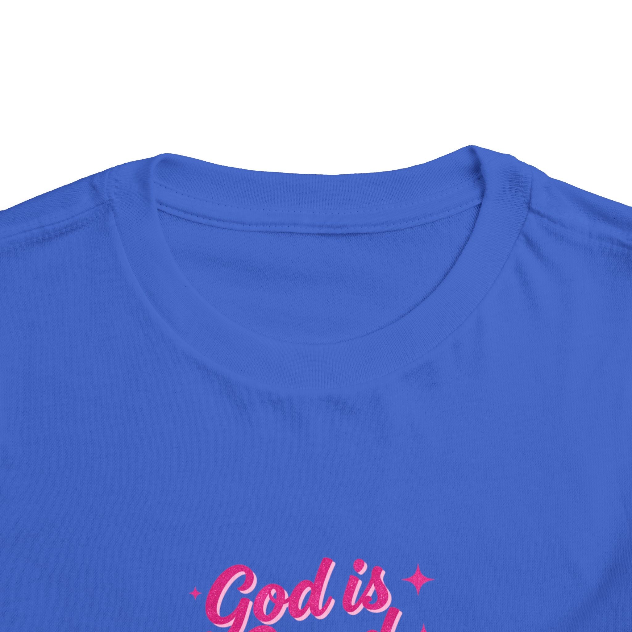 Toddler Tee – "God is Good Time" Pink Script Christian Kids Shirt