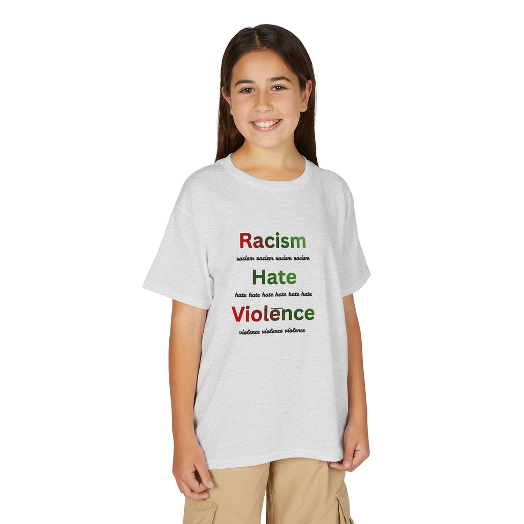 Youth Message T‑Shirt — 'Racism Hate Violence'