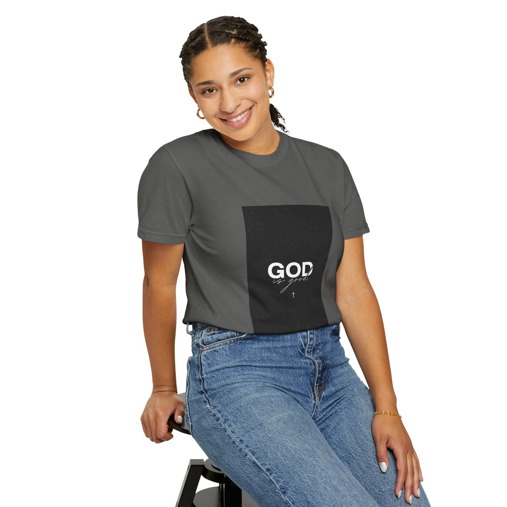 God Typography T-Shirt — Minimal Black Square Graphic Tee