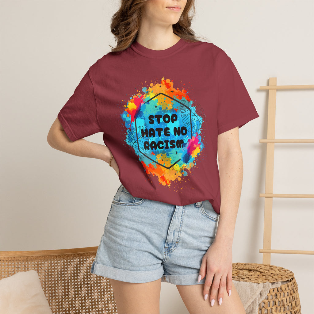 Stop Hate No Racism T-Shirt — Colorful Anti-Racism Statement Tee