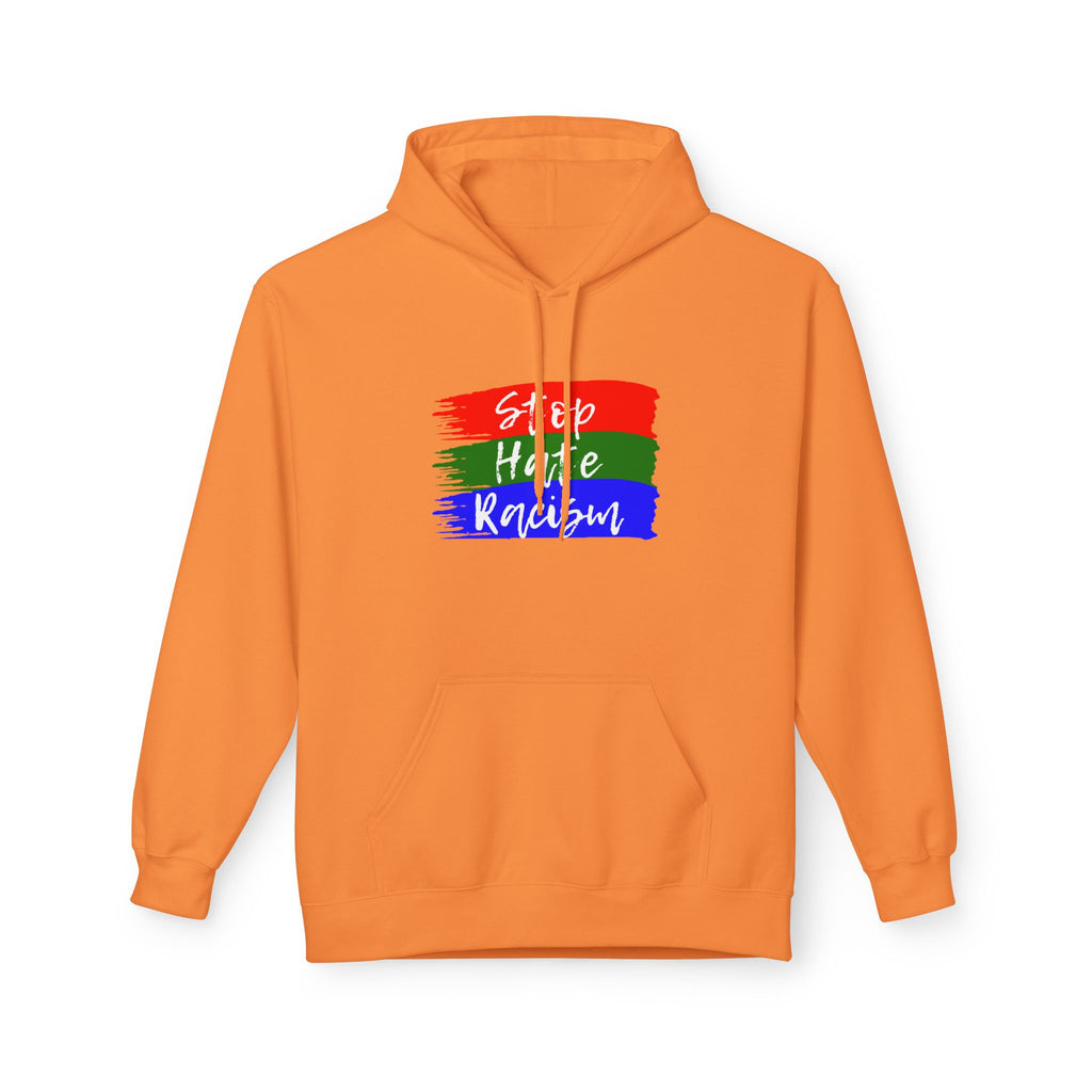 Hoodie — Stop Hate Rebuild (Red-Green-Blue Brushstroke)