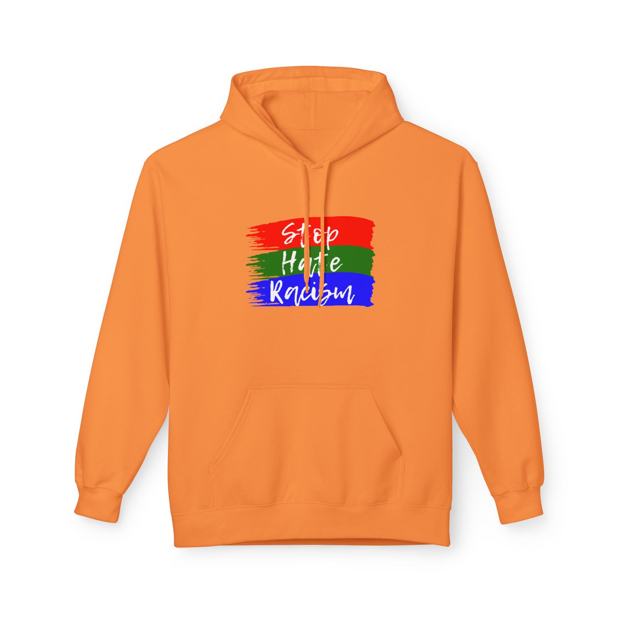 Hoodie — Stop Hate Rebuild (Red-Green-Blue Brushstroke)