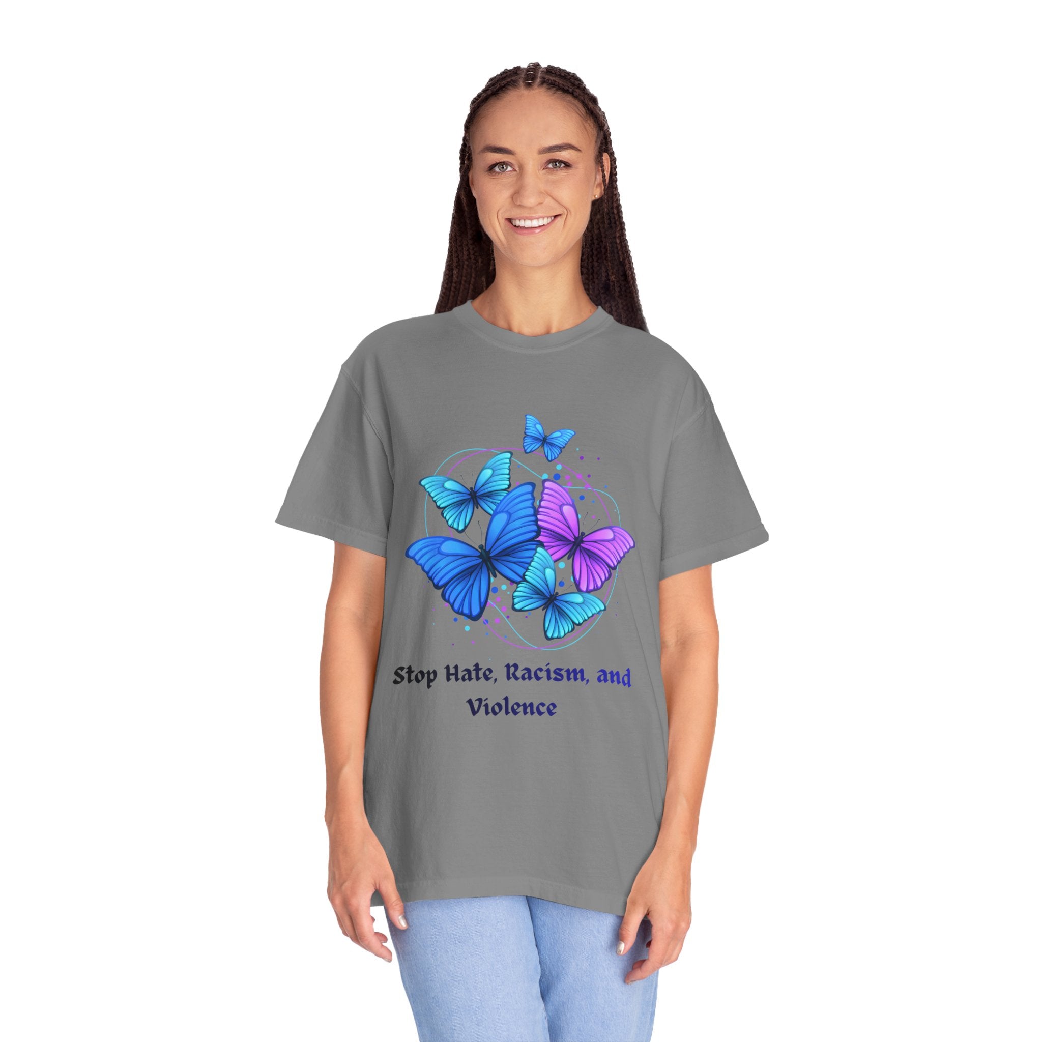 Butterfly Peace T-Shirt — "Stop Hate, Racism, and Violence" Anti-Violence Tee