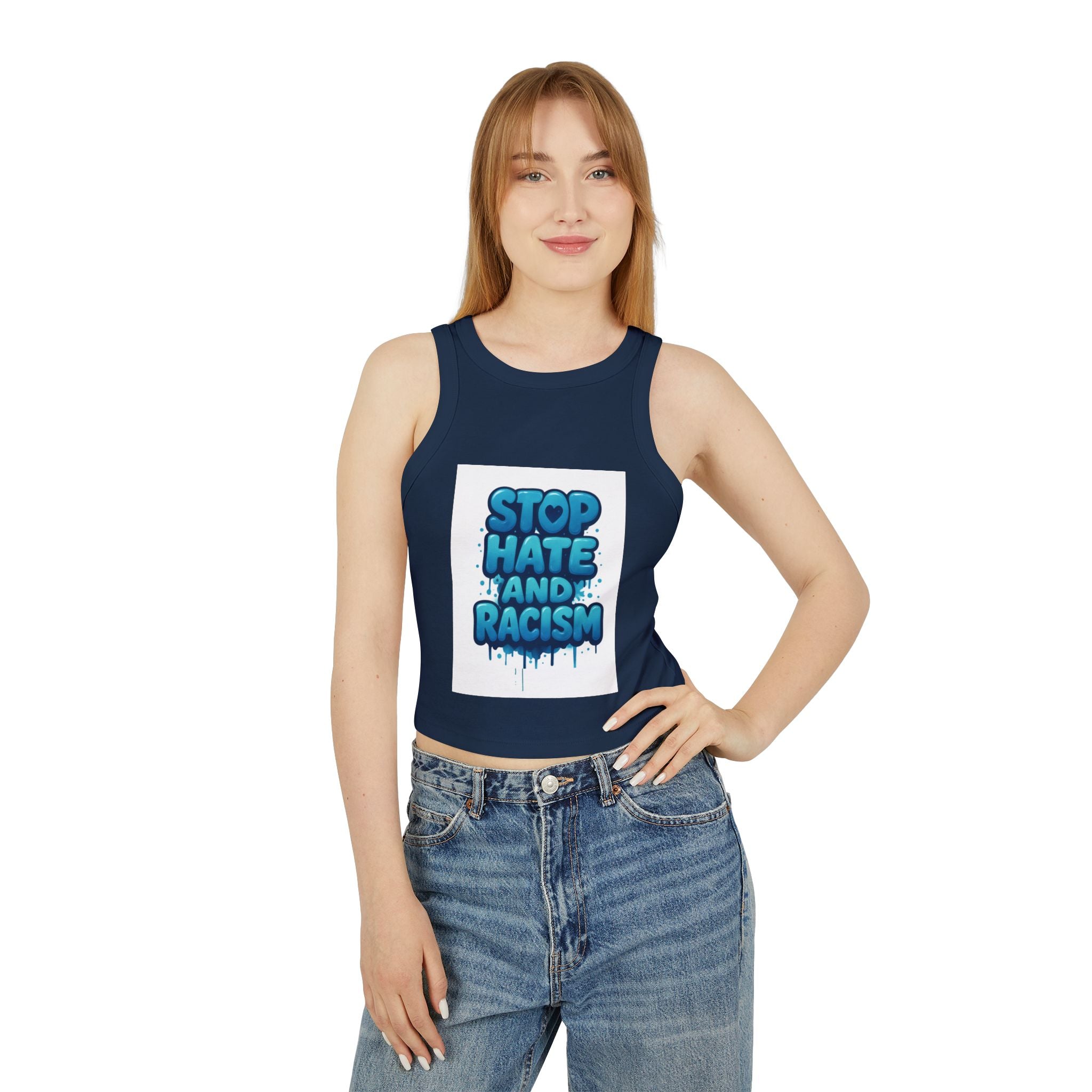 Stop Hate And Racism Racer Tank Top