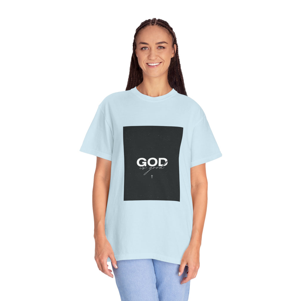 God Typography T-Shirt — Minimal Black Square Graphic Tee