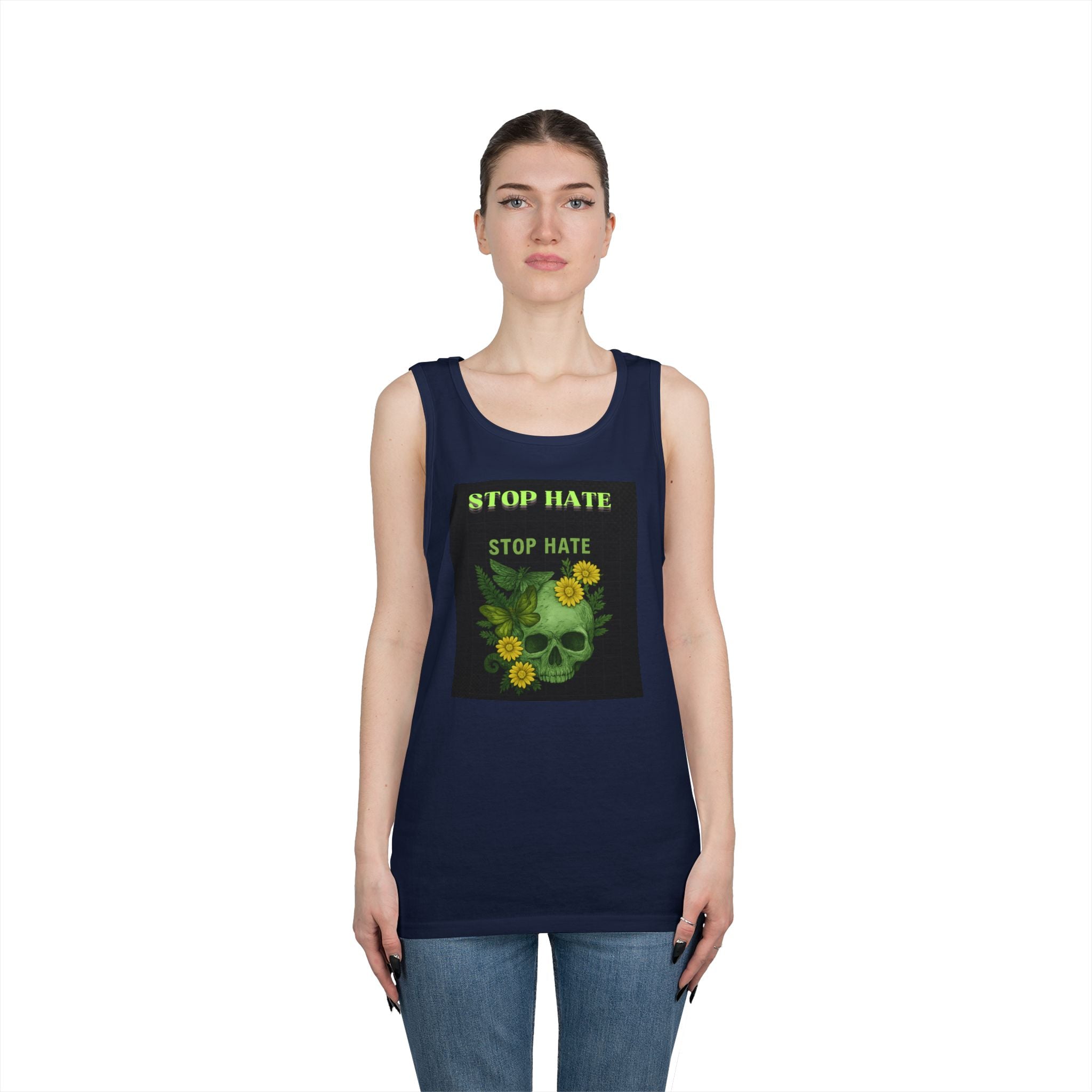 Stop Hate Floral Skull Tank Top — Anti-Hate Graphic Tank