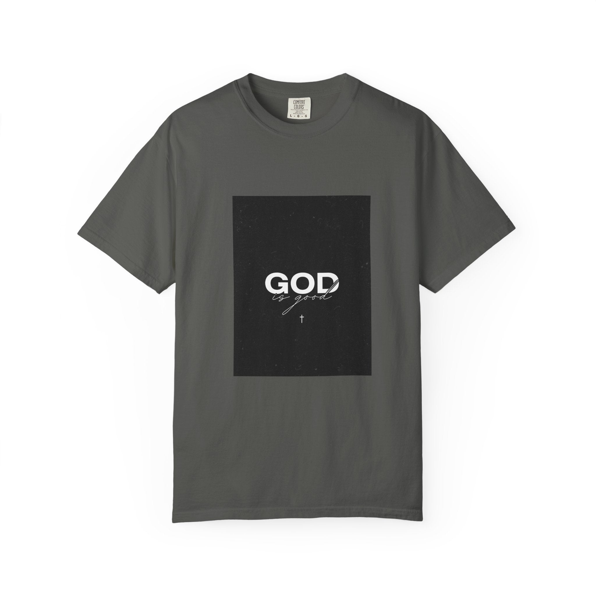 God Typography T-Shirt — Minimal Black Square Graphic Tee