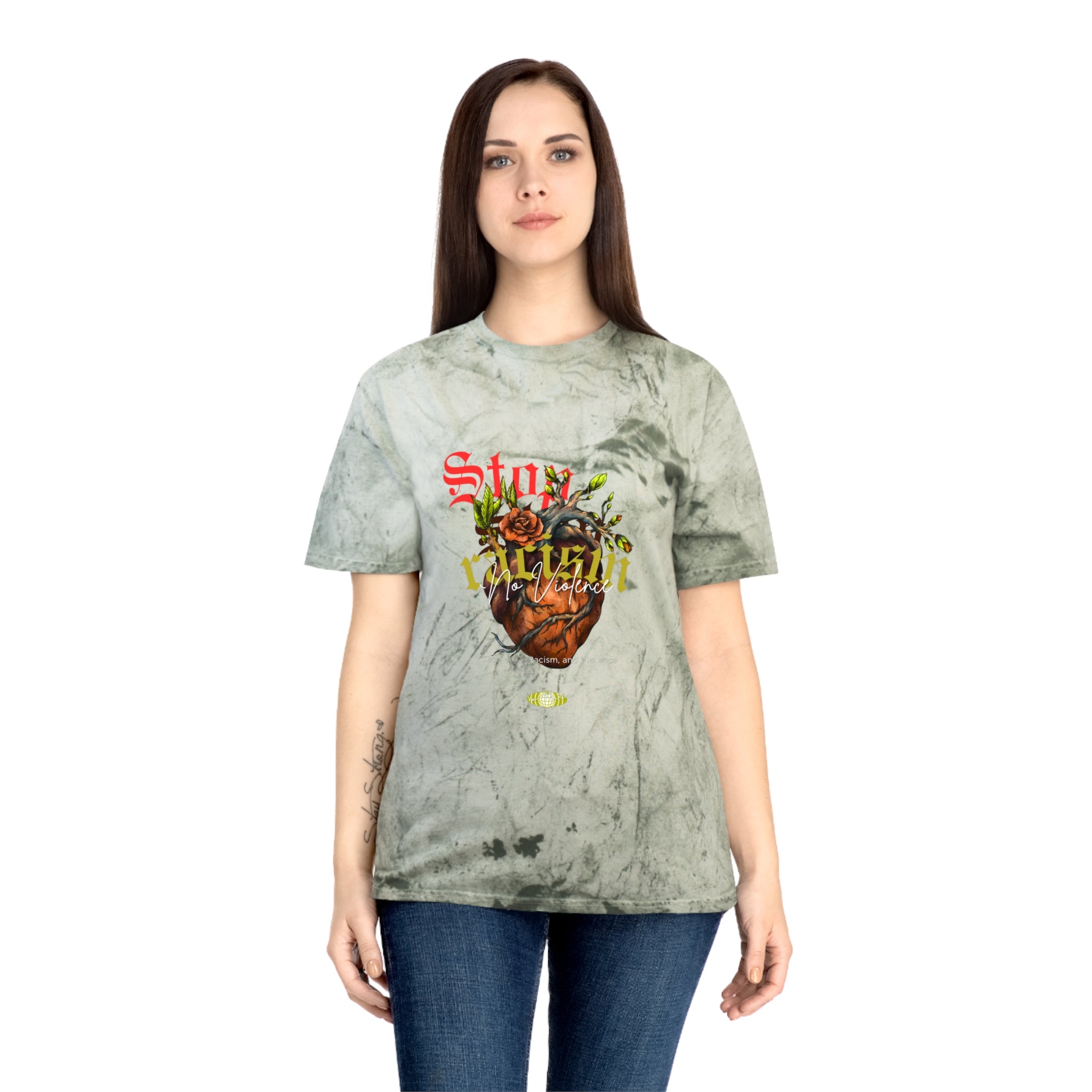 Vintage Heart & Rose Graphic T-Shirt — "Stay Alive" Acid Wash Tee