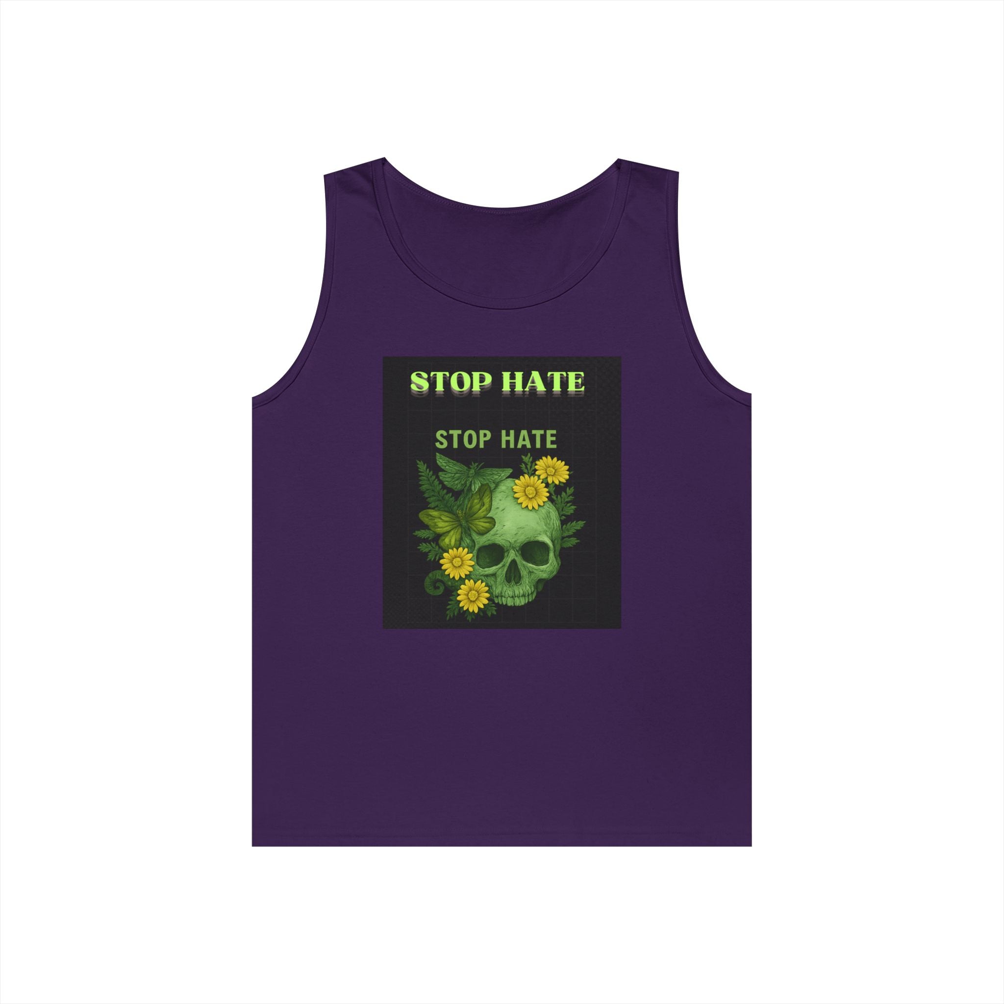 Stop Hate Floral Skull Tank Top — Anti-Hate Graphic Tank