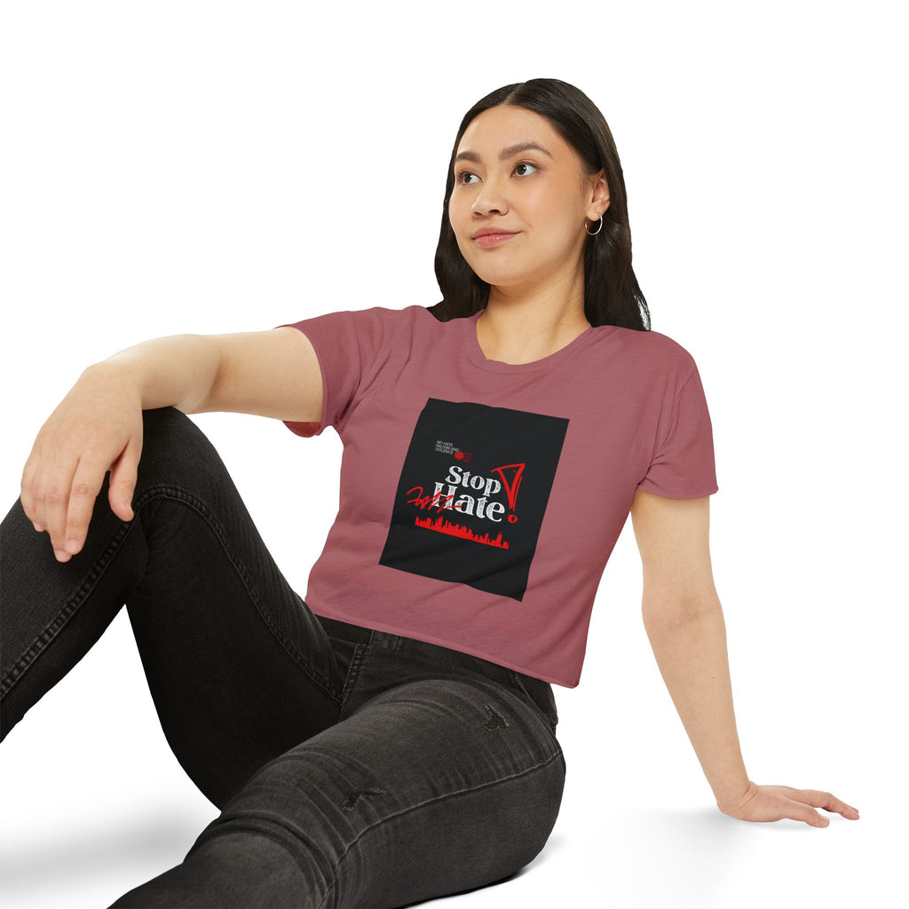 Stop Hate Crop Top — Women's Festival Statement Tee