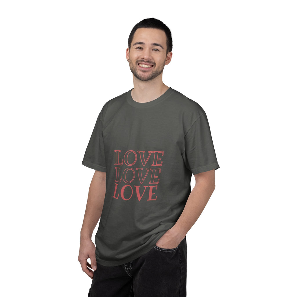 Love Love Love T-Shirt — Vintage Pink Stacked Text Tee
