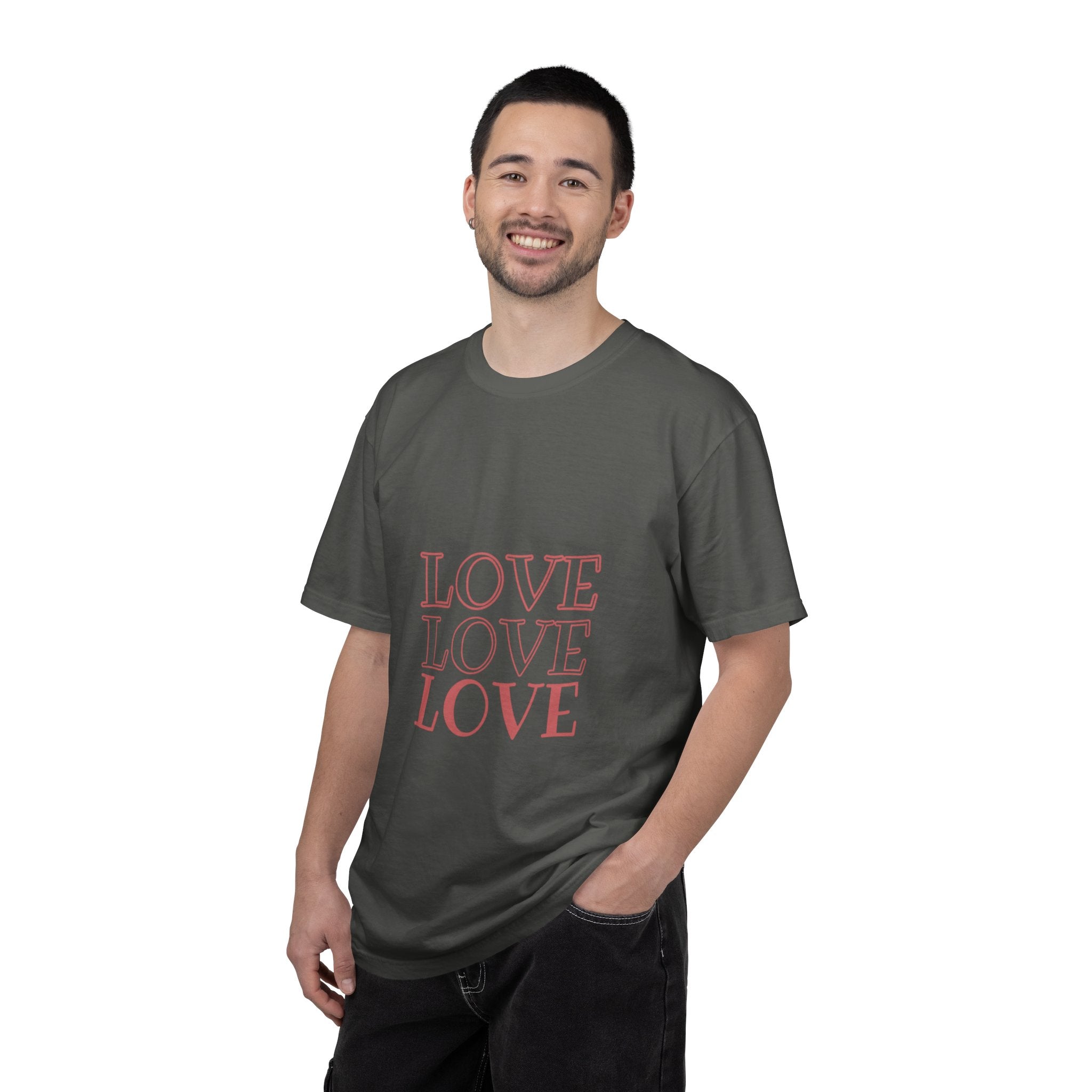 Love Love Love T-Shirt — Vintage Pink Stacked Text Tee