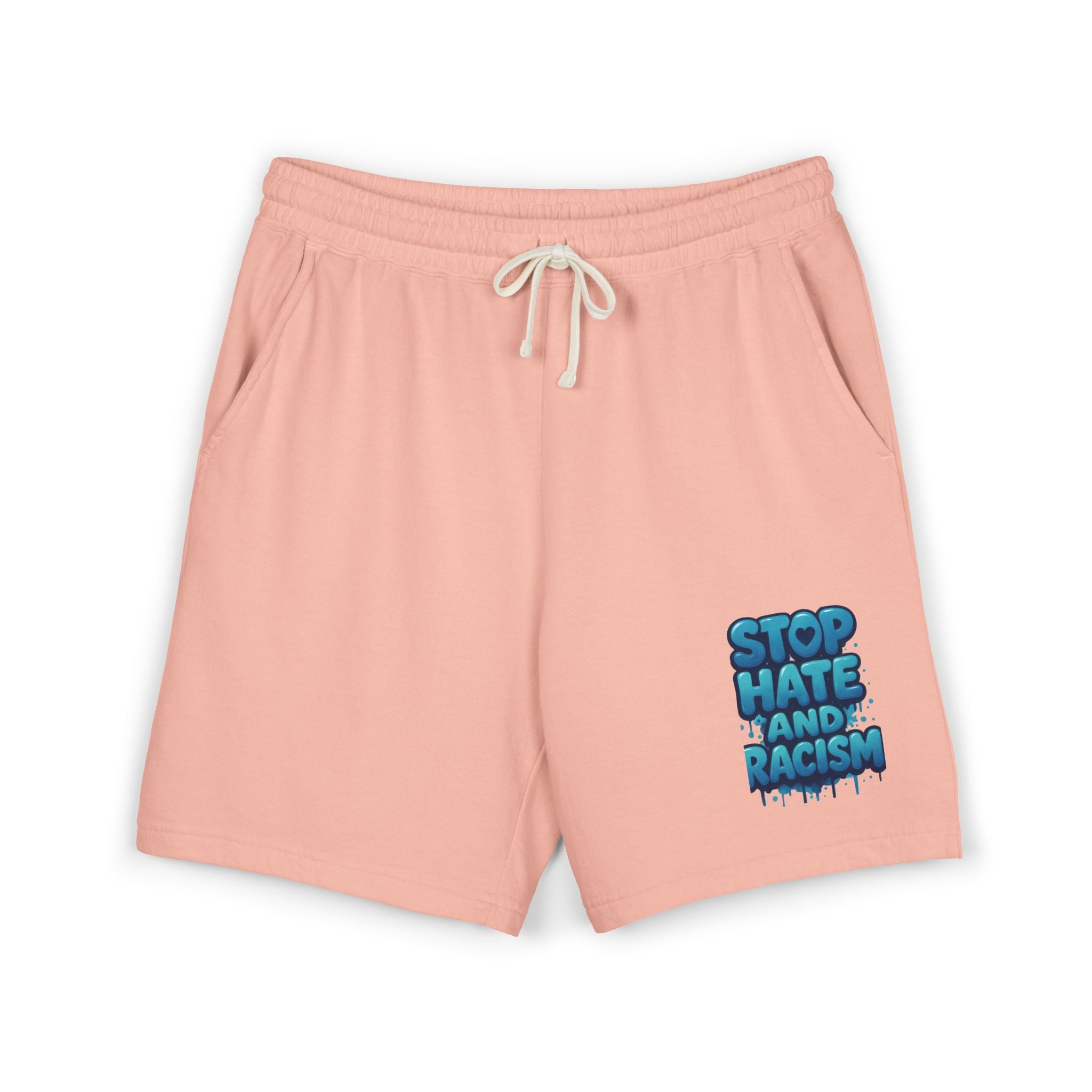 Stop Hate and Racism Fleece Sweat Shorts — Garment-Dyed Lightweight Lounge Shorts