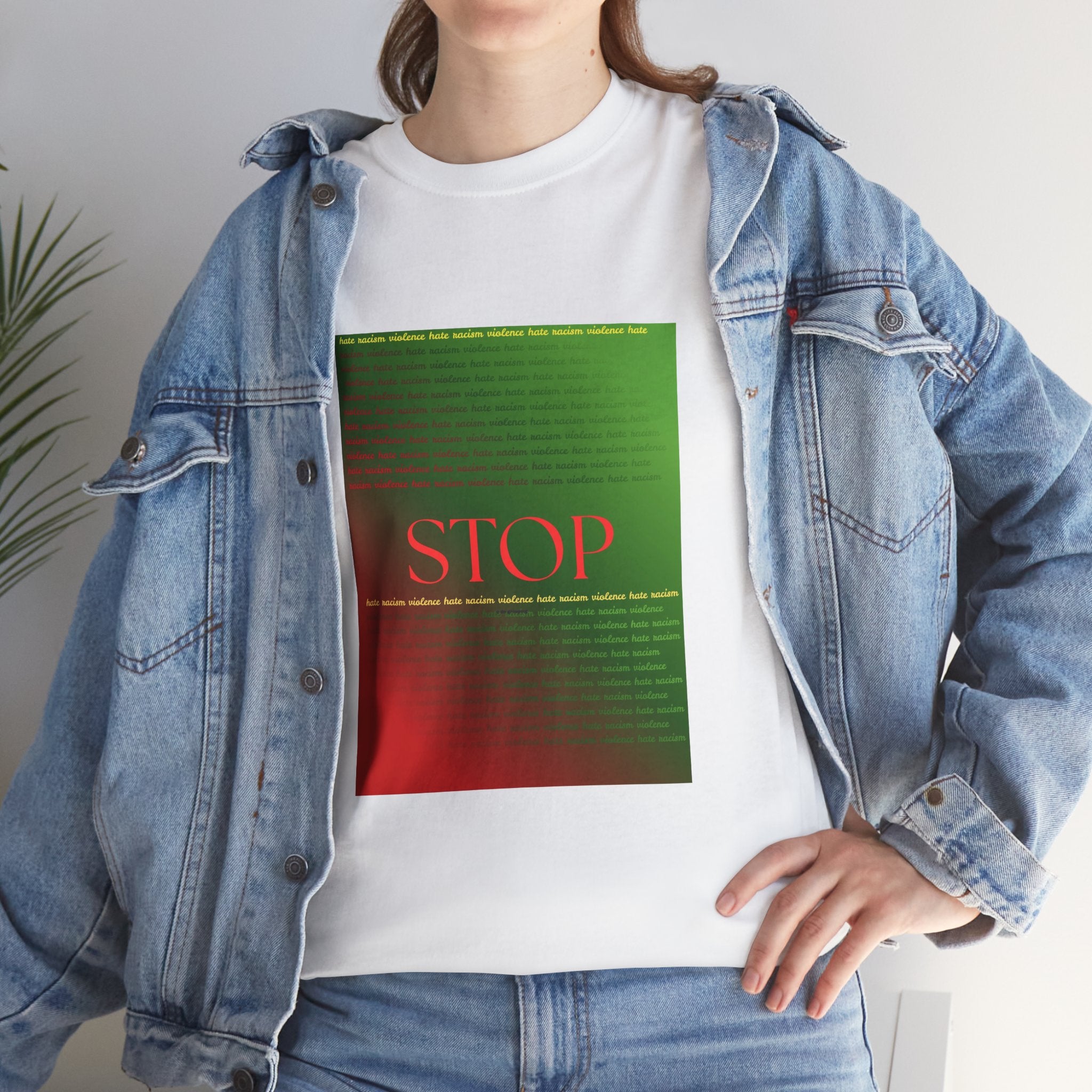 STOP Graphic Tee — Red & Green Gradient Statement T‑Shirt