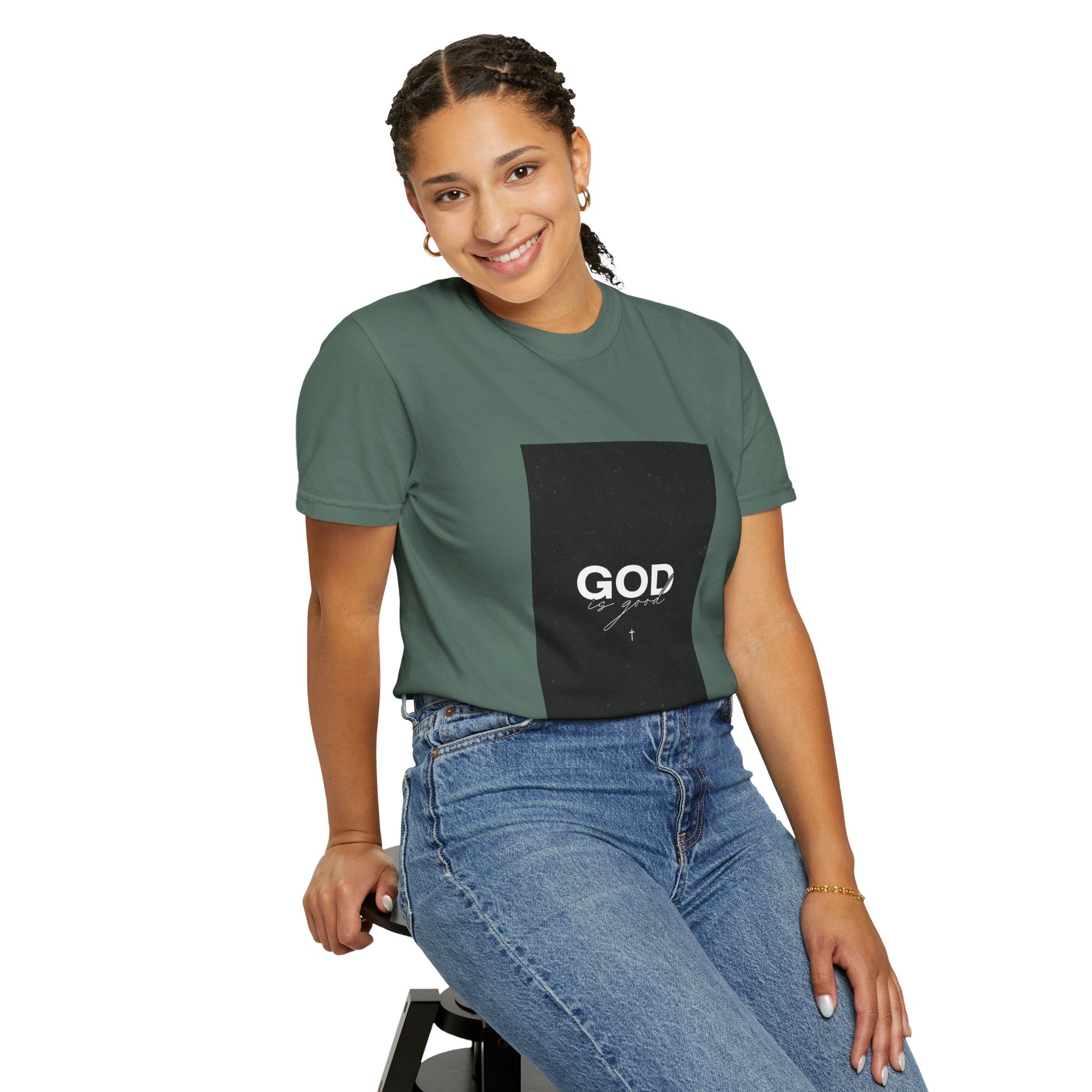 God Typography T-Shirt — Minimal Black Square Graphic Tee