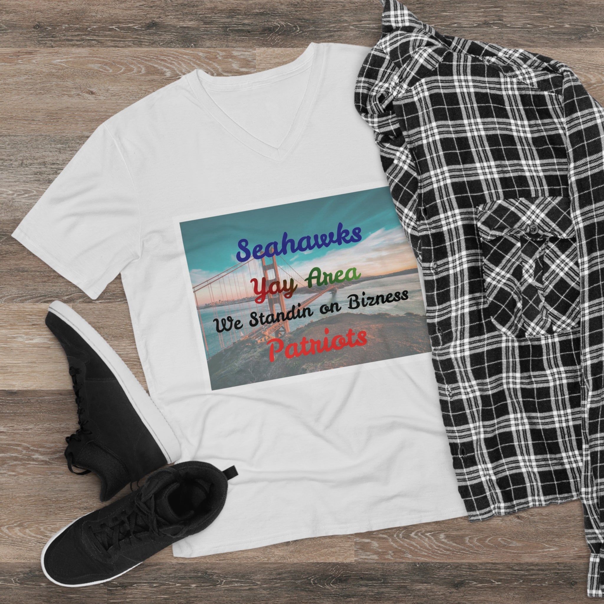 Super Bowl LX 2026 V-Neck Tee — Seahawks vs Patriots Game Day Shirt