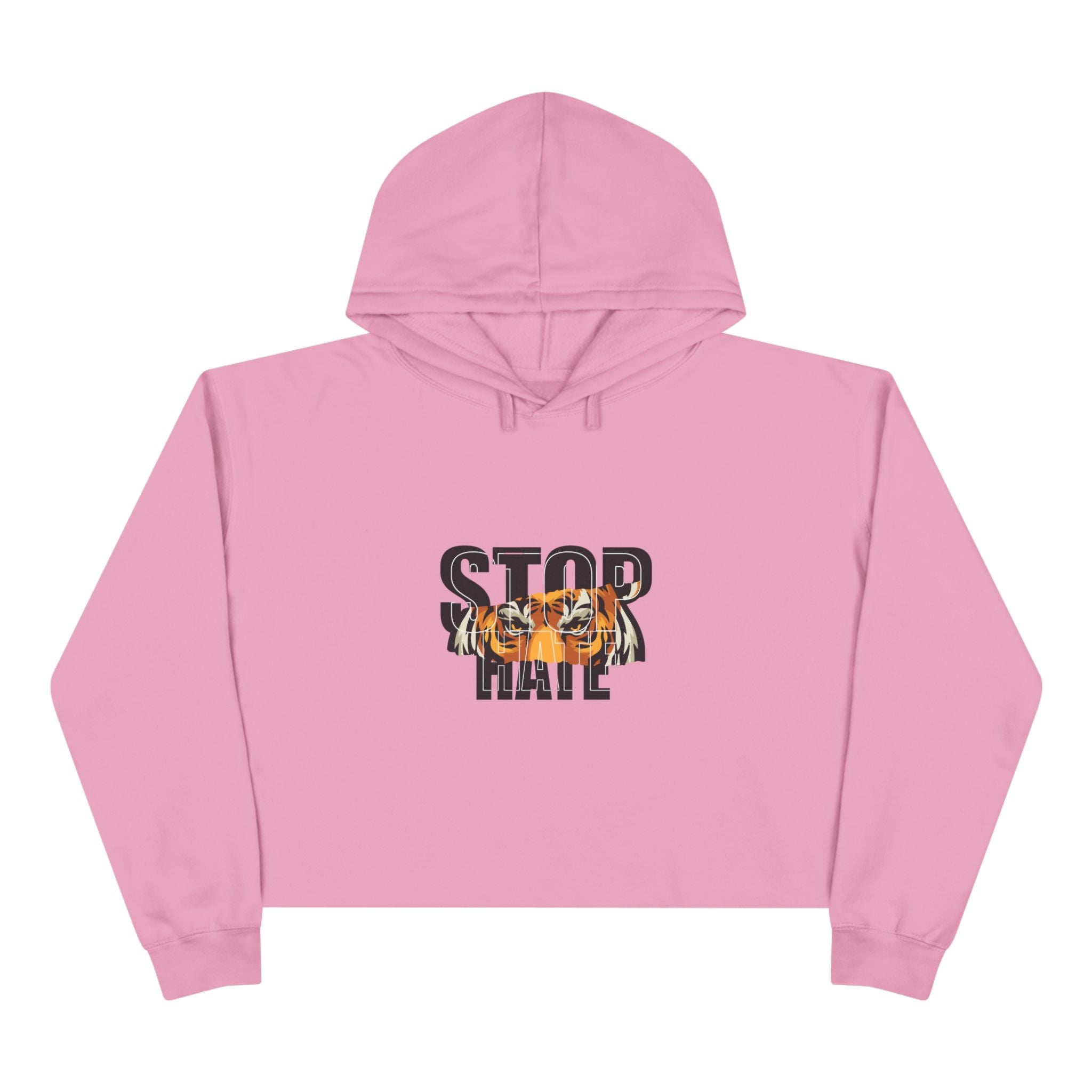 Stop Hate Crop Hoodie – Tiger Graphic Anti-Hate Streetwear