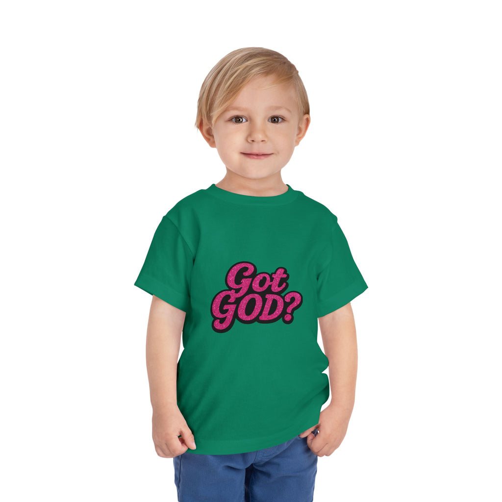 Toddler Tee - "Got GOD?" Pink Retro Christian Graphic Shirt