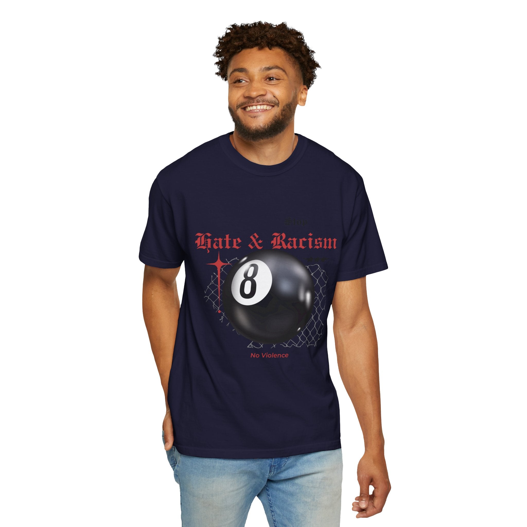 Anti-Racism 8-Ball T-Shirt — Stop Hate & Racism Graphic Tee