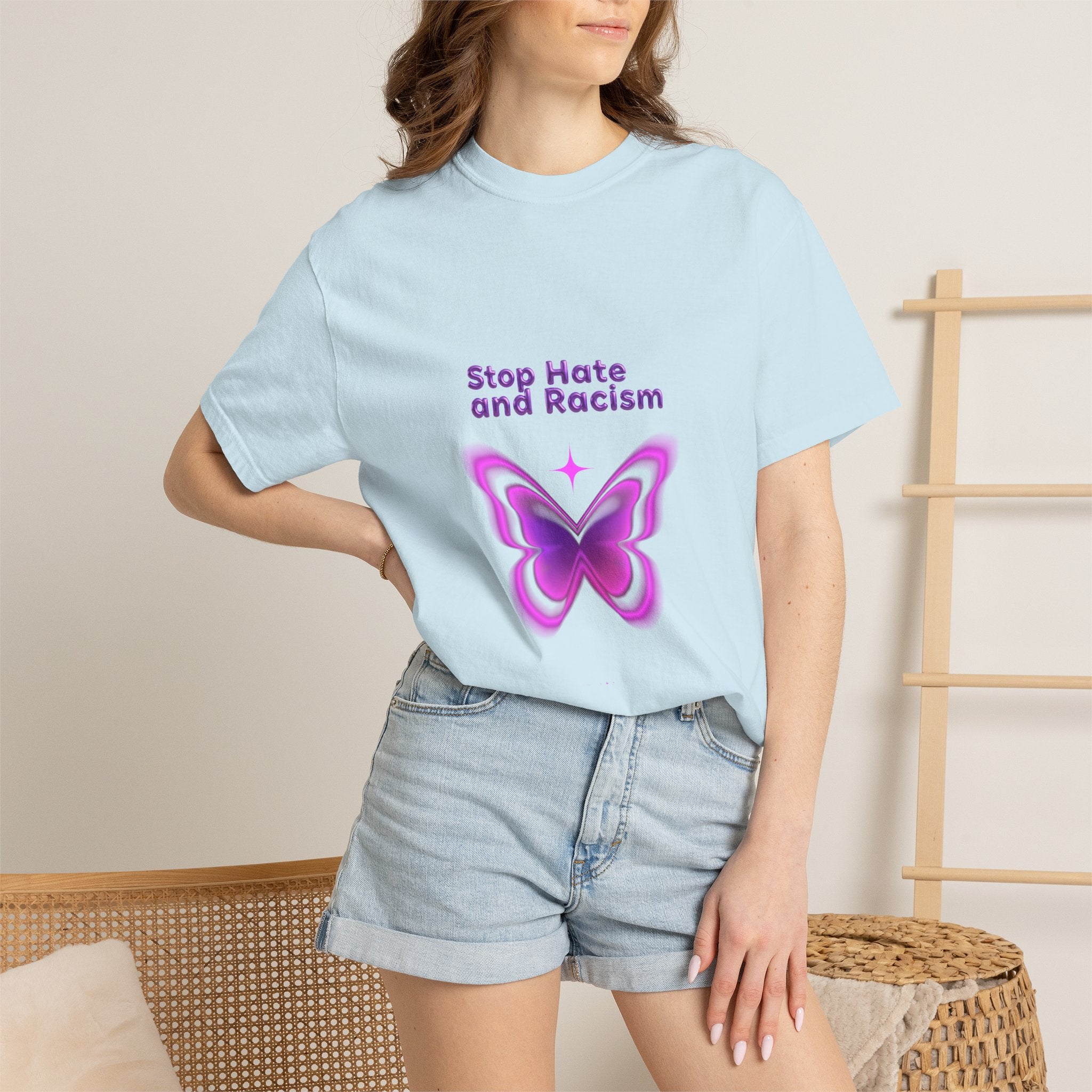 Stop Hate and Racism Butterfly T-Shirt