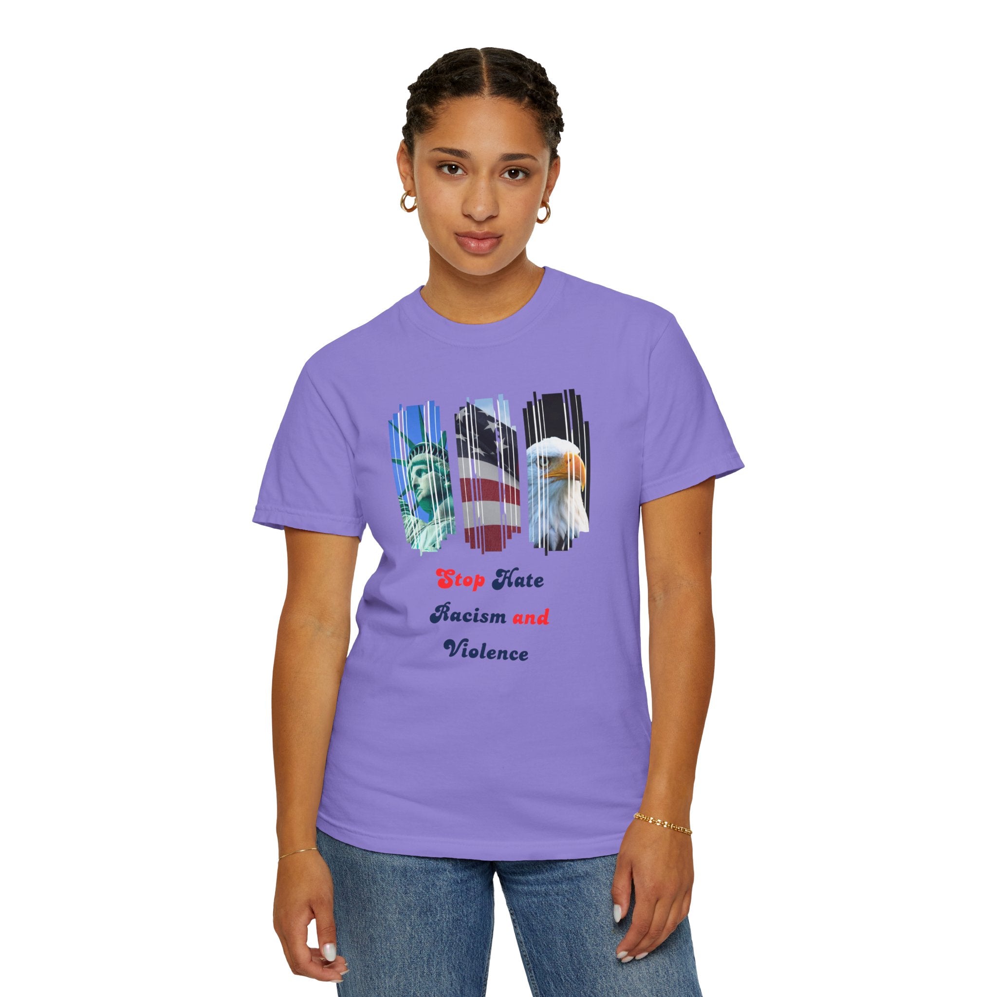 Patriotic 'Stop Hate Racism and Violence' T-Shirt