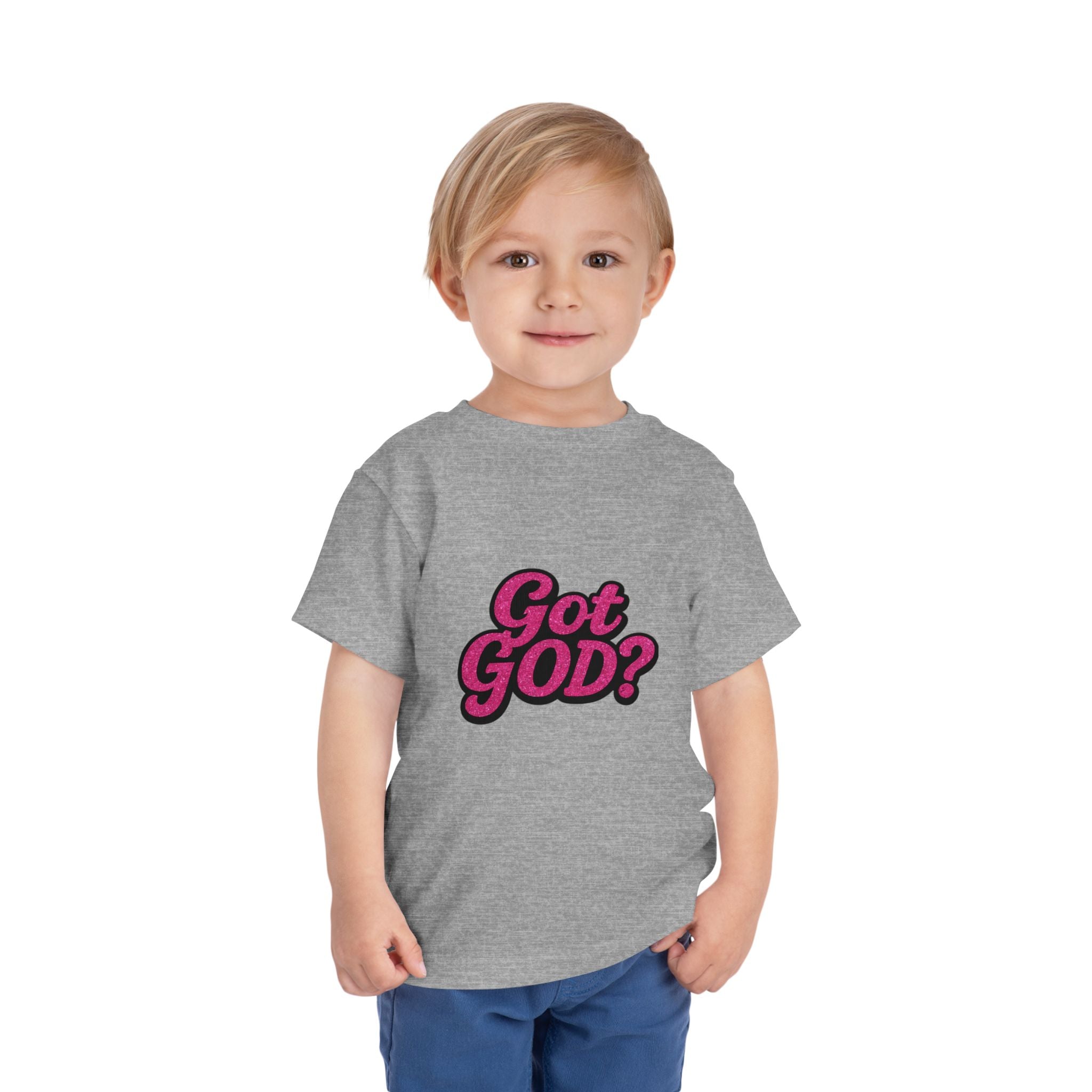 Toddler Tee - "Got GOD?" Pink Retro Christian Graphic Shirt