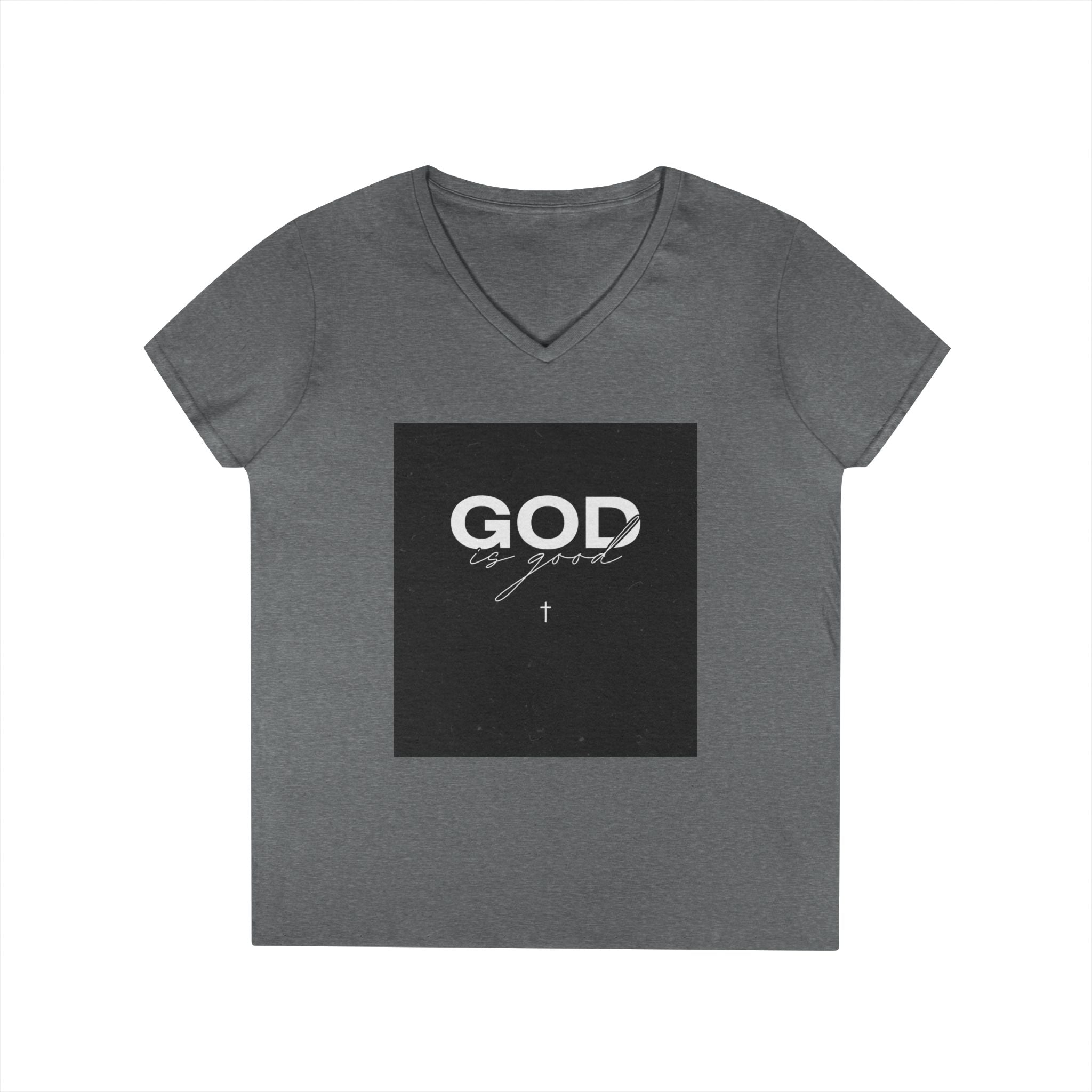 Faith Graphic V-Neck Tee — "GOD" Script Design