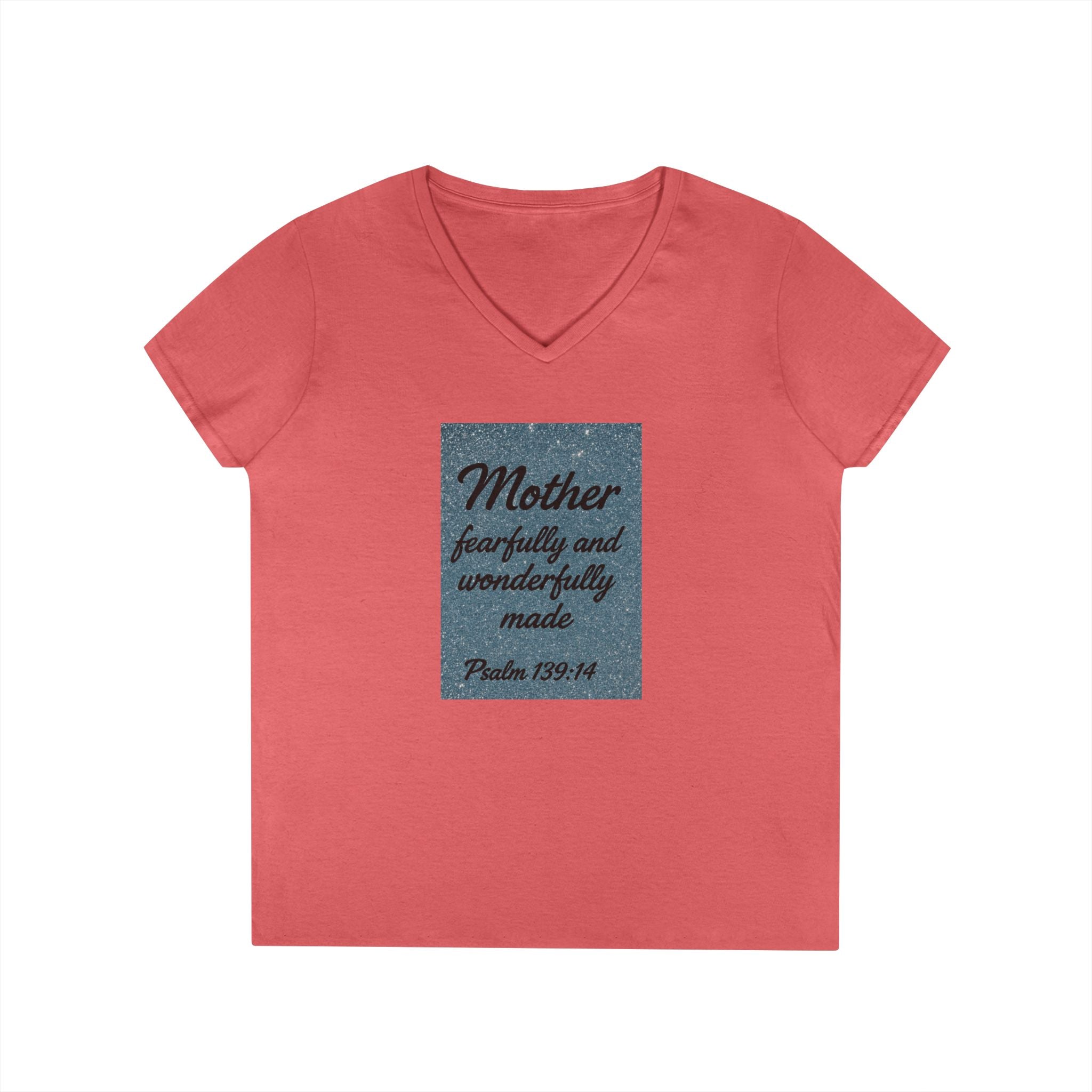 Mother 'Fearfully and Wonderfully Made' V‑Neck Tee — Psalm 139:14 Christian Mom Shirt