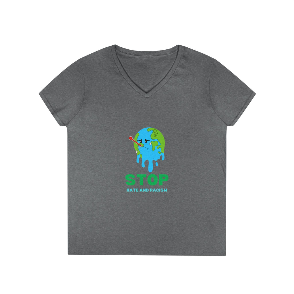 Stop Hate and Racism Eco V-Neck T-Shirt