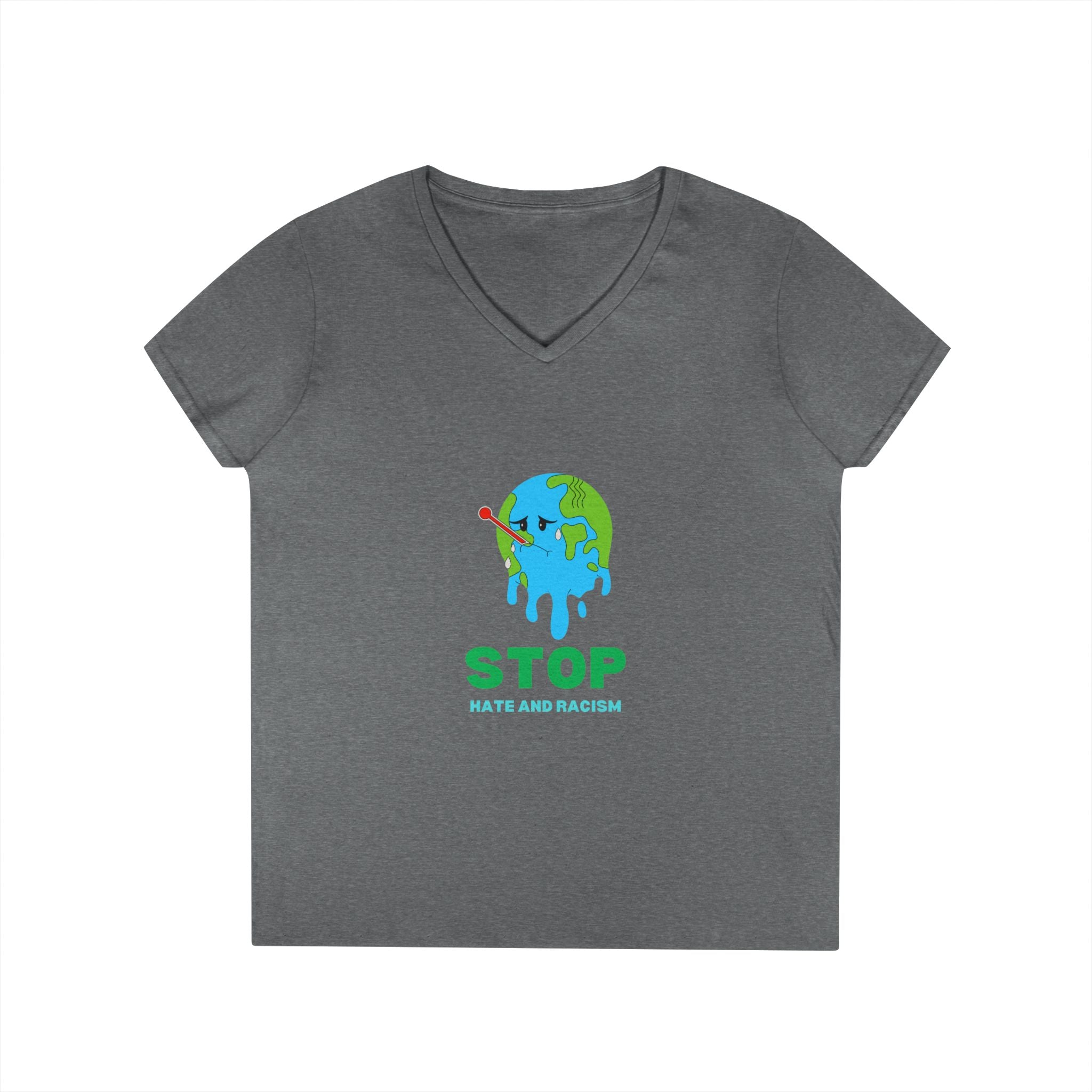 Stop Hate and Racism Eco V-Neck T-Shirt