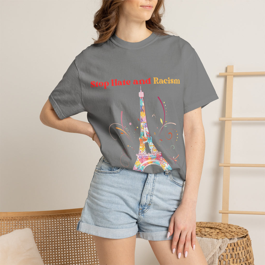 Stop Hate and Racism Eiffel Tower T-Shirt