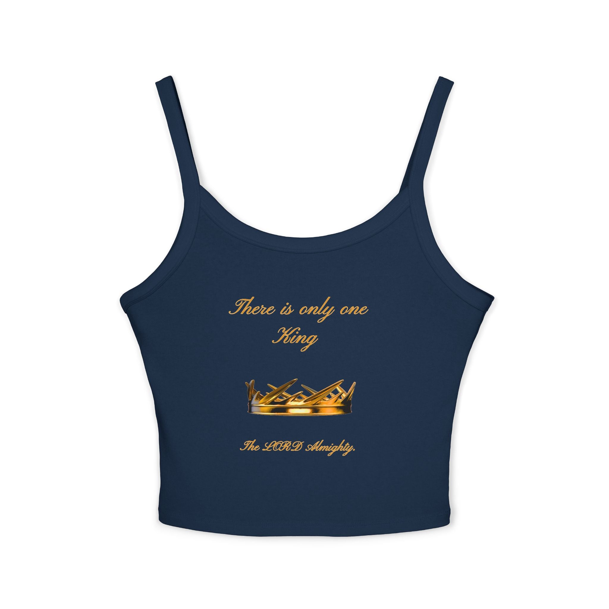 Women's Crop Tank Top - 'There is only one King' Gold Crown Spiritual Faith Graphic
