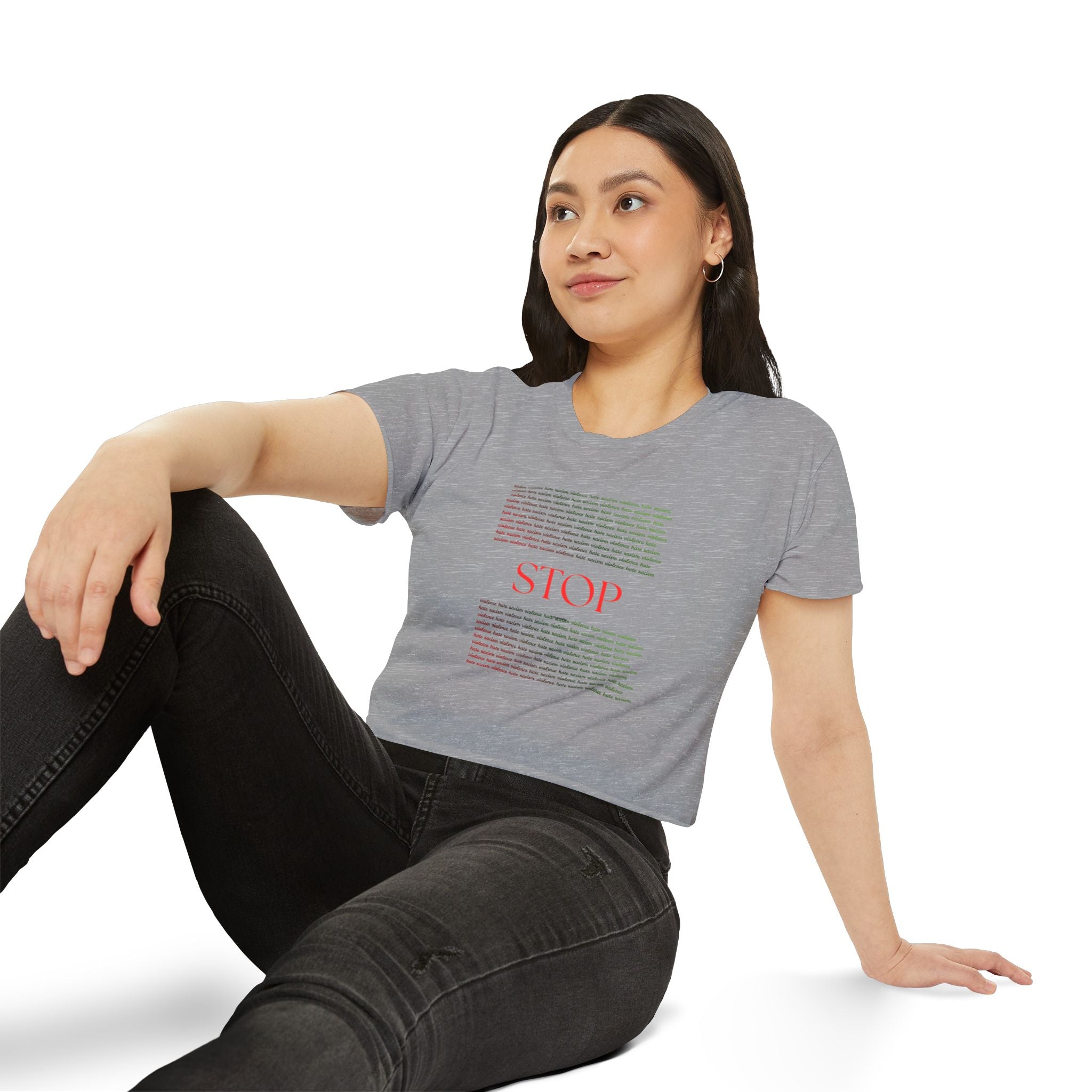 STOP Graphic Crop Top — Women's Festival Statement Tee