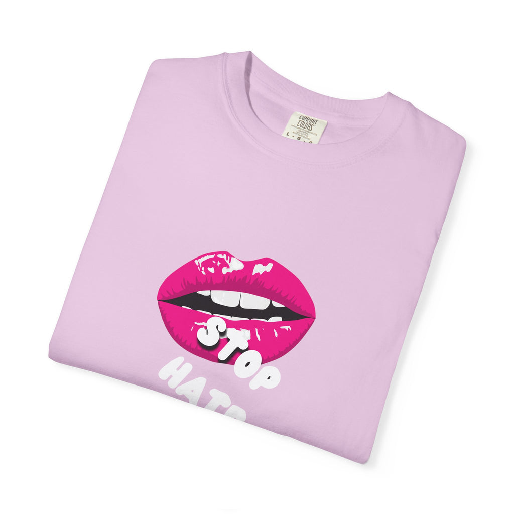 T-Shirt — Pink Lip 'Stop' Graphic Tee (No Racism or Violence)
