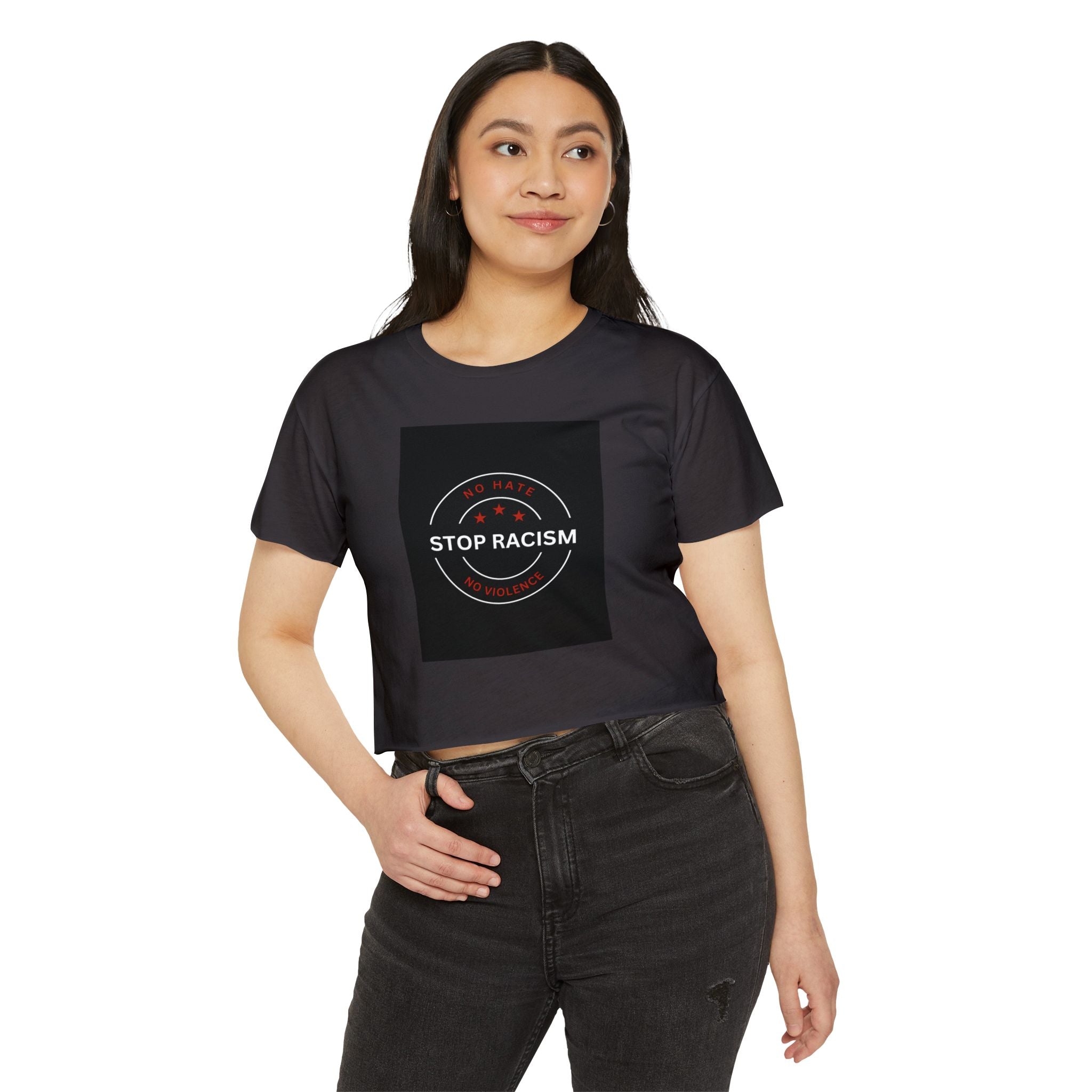 Stop Racism Crop Top — Anti-Racism Statement Women's Festival Tee