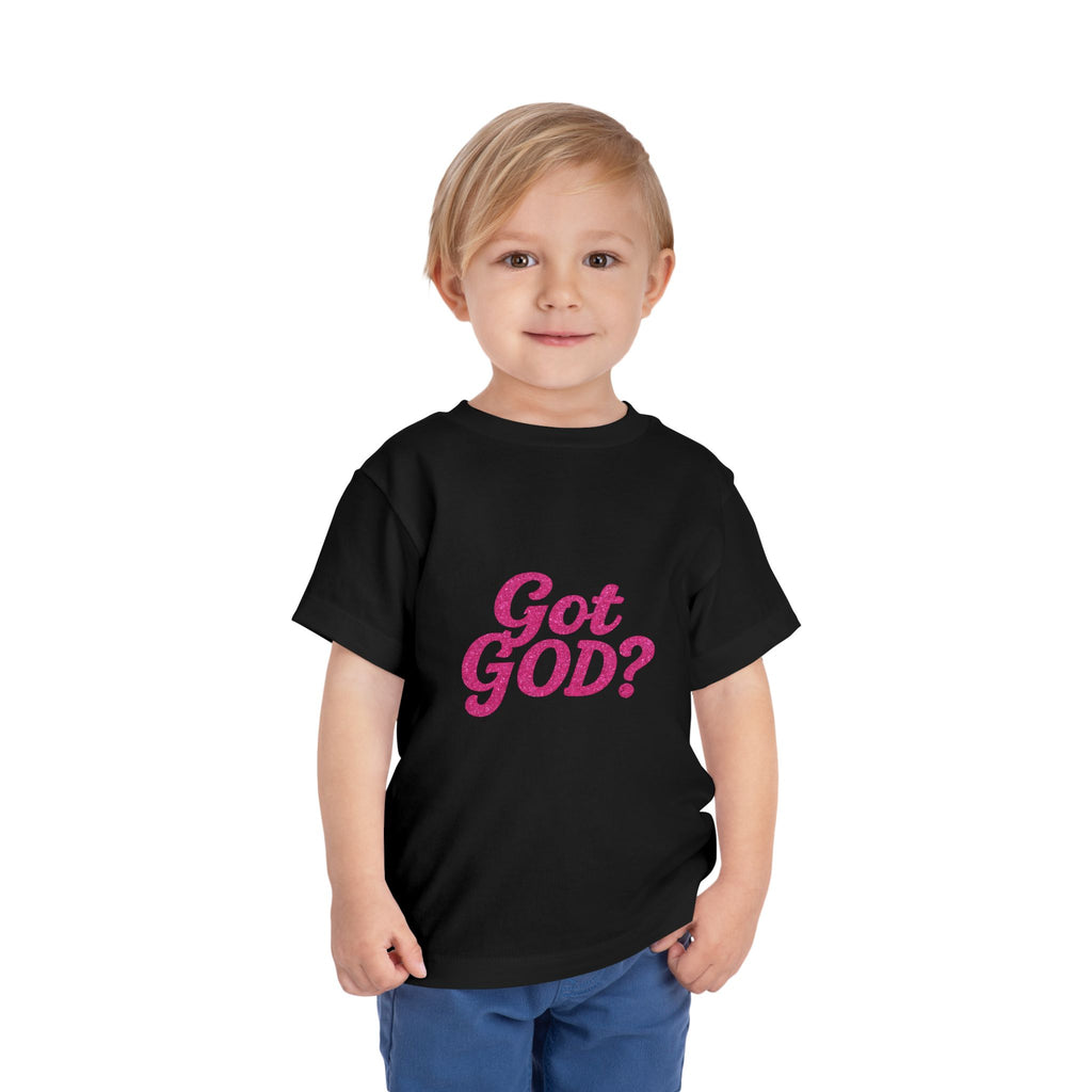 Toddler Tee - "Got GOD?" Pink Retro Christian Graphic Shirt