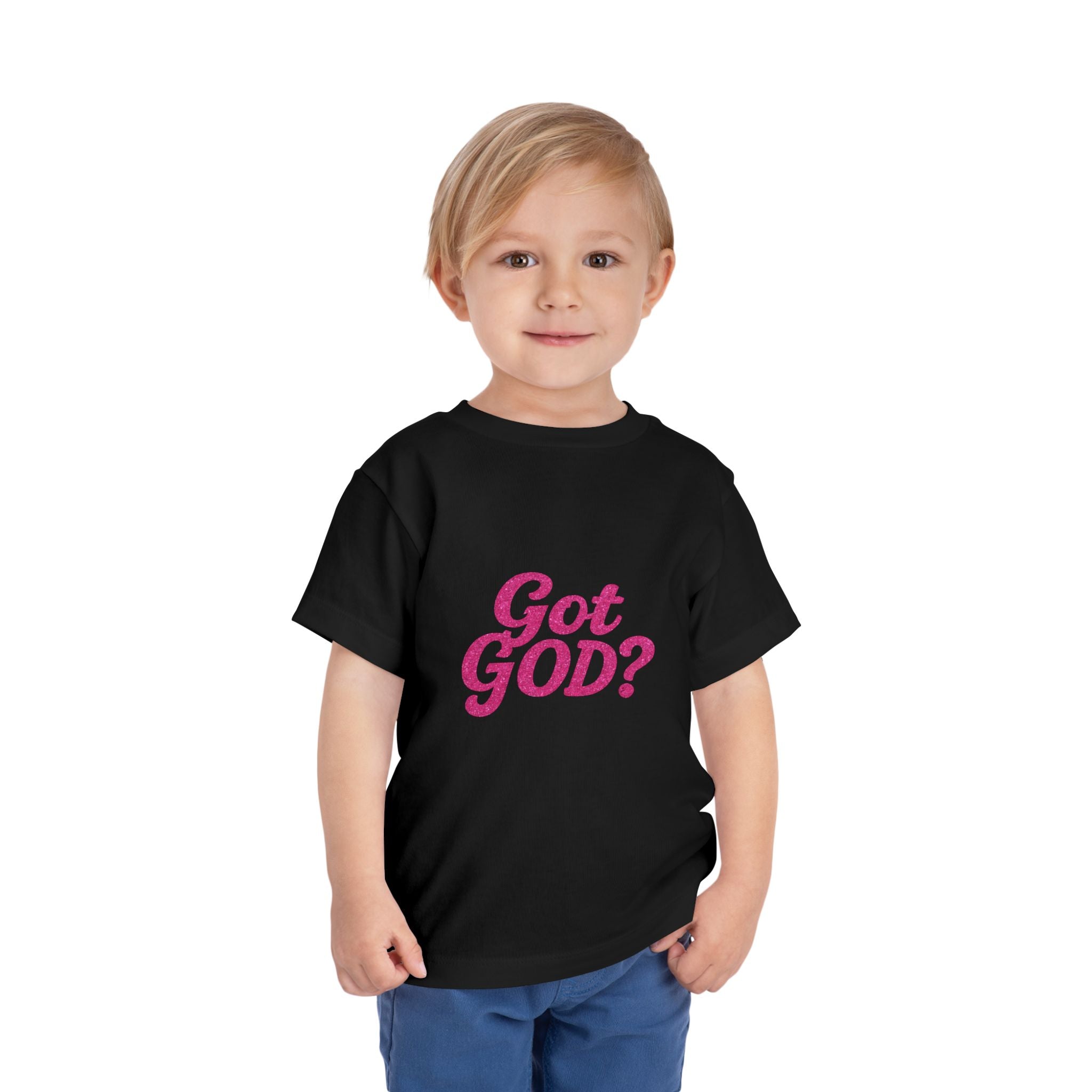 Toddler Tee - "Got GOD?" Pink Retro Christian Graphic Shirt