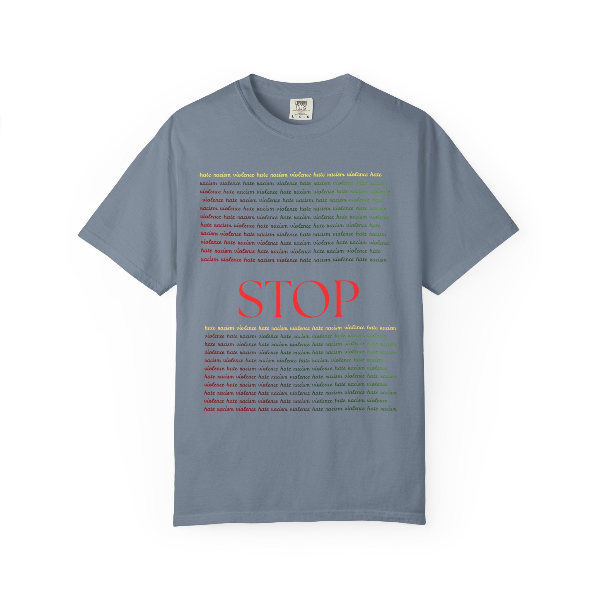 Stop Screen Tee — Black Graphic T-Shirt with Bold RED “STOP” Message