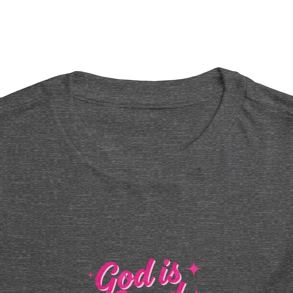Toddler Tee – "God is Good Time" Pink Script Christian Kids Shirt