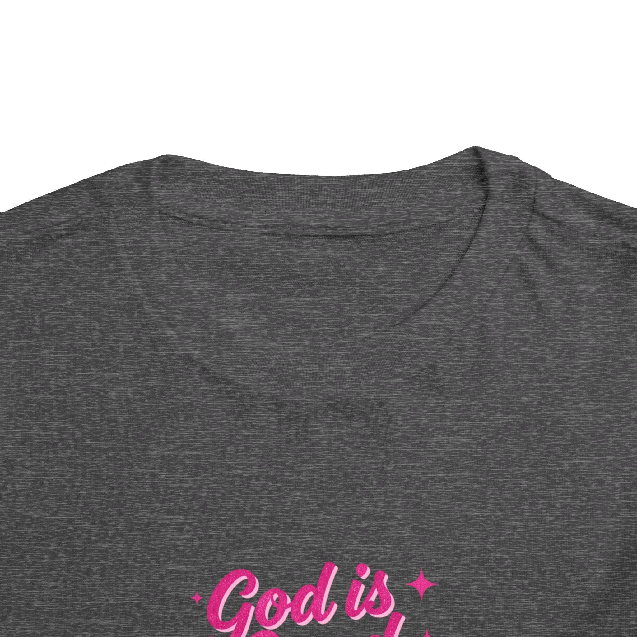 Toddler Tee – "God is Good Time" Pink Script Christian Kids Shirt