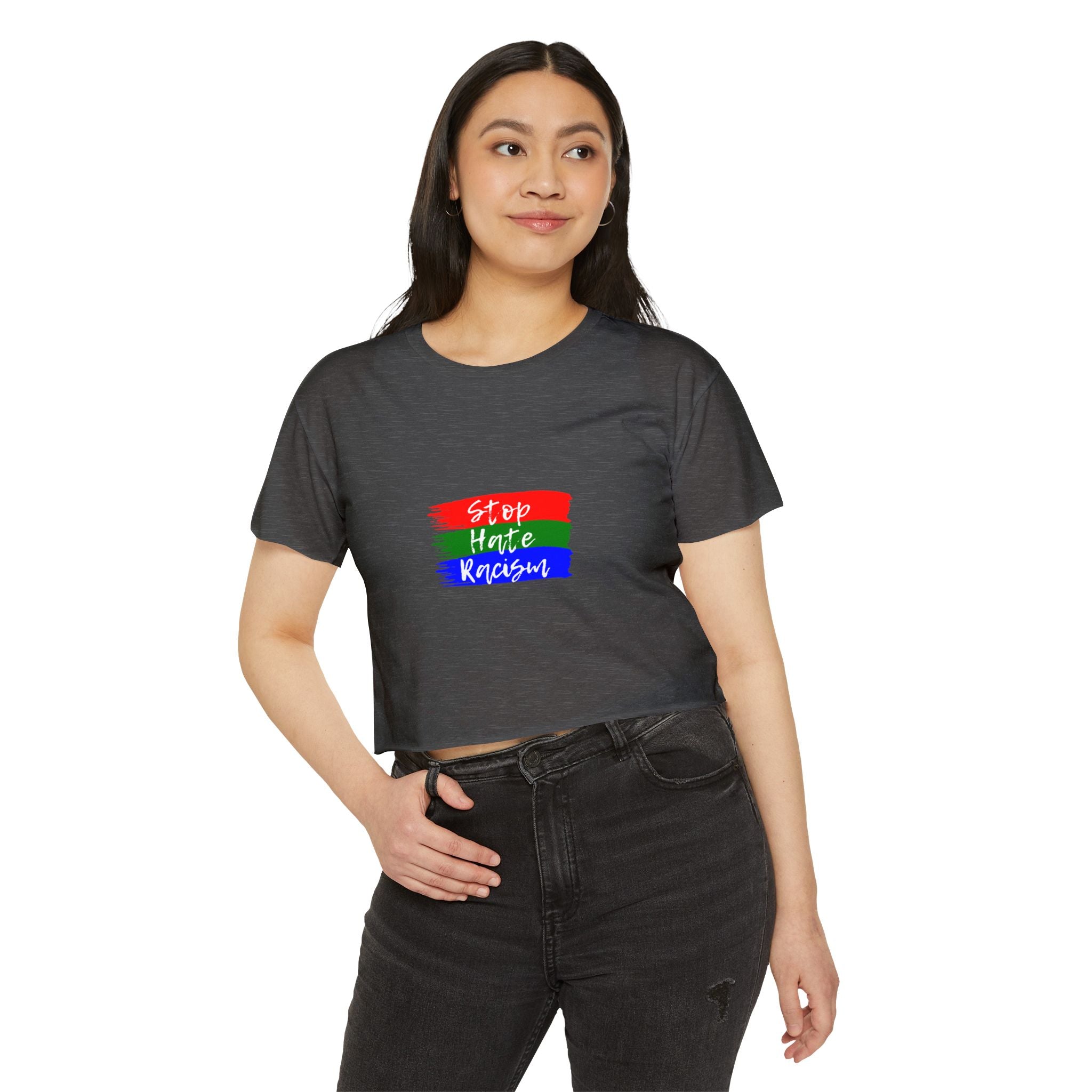 Stop Hate Racism Crop Top — Women's Activist Festival Tee