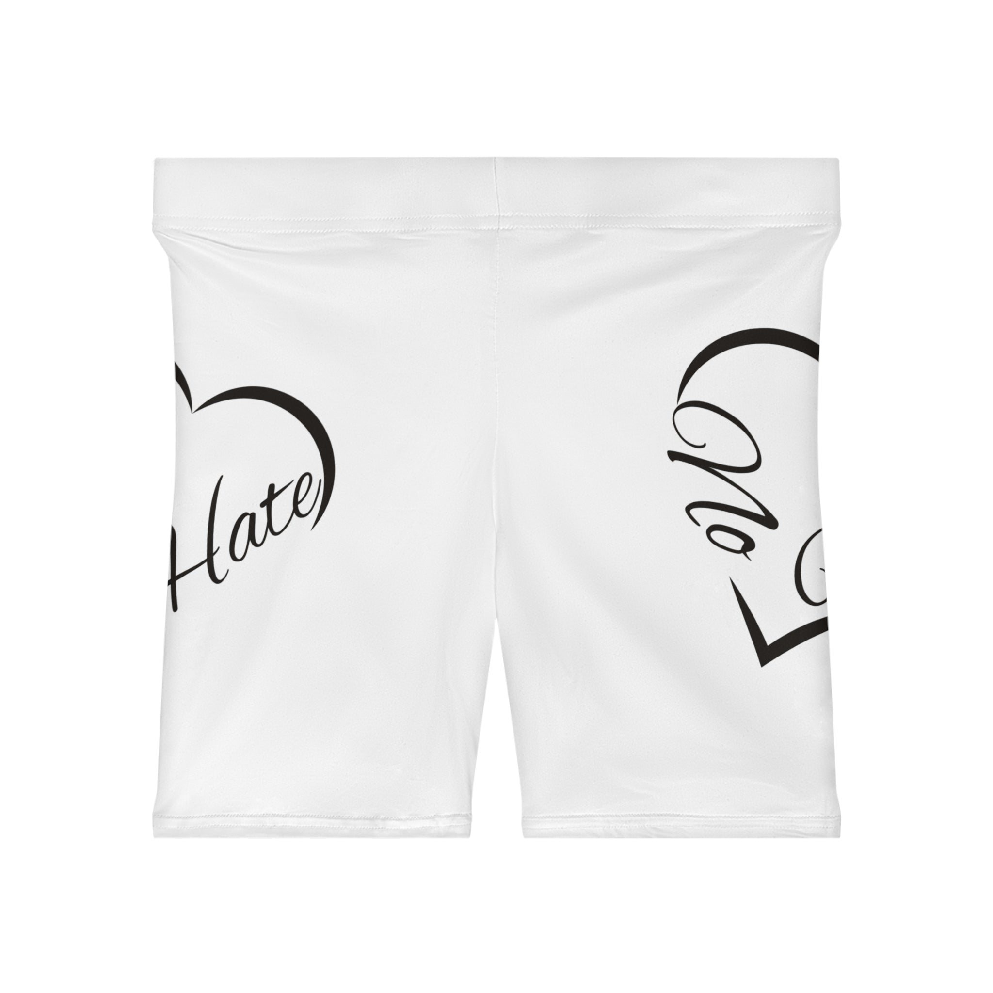 No Hate Heart Biker Shorts — Women's Anti-Hate Activewear
